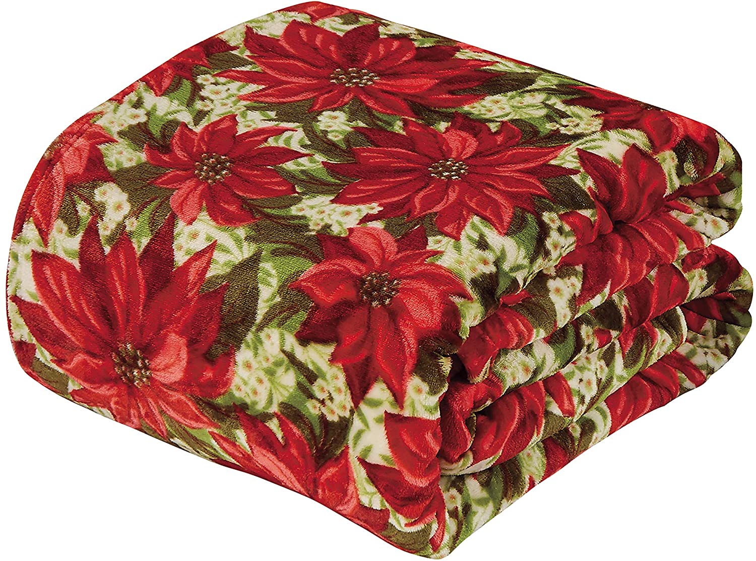 Home essentials christmas throw (50" x 60") - poinsettia