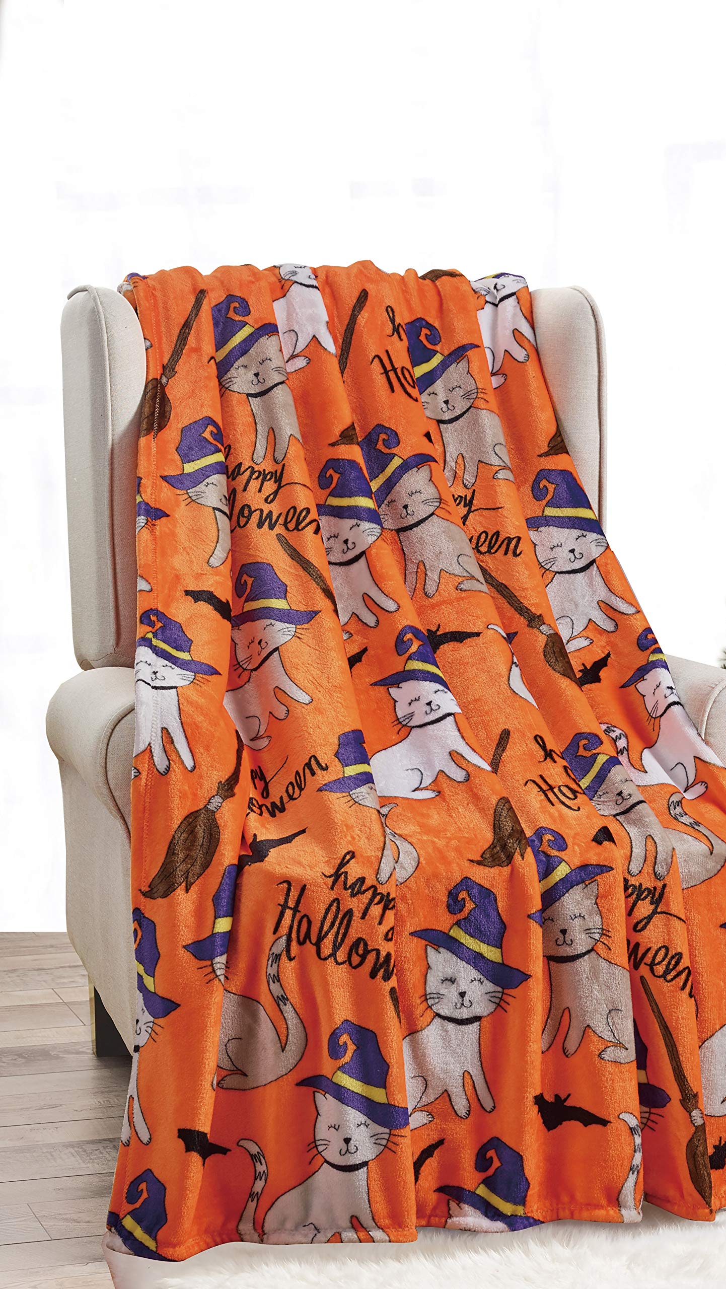 Happy Halloween Microplush Throw Blanket (50 X 60 Inch) - Pumpkins - Best Buy Furniture