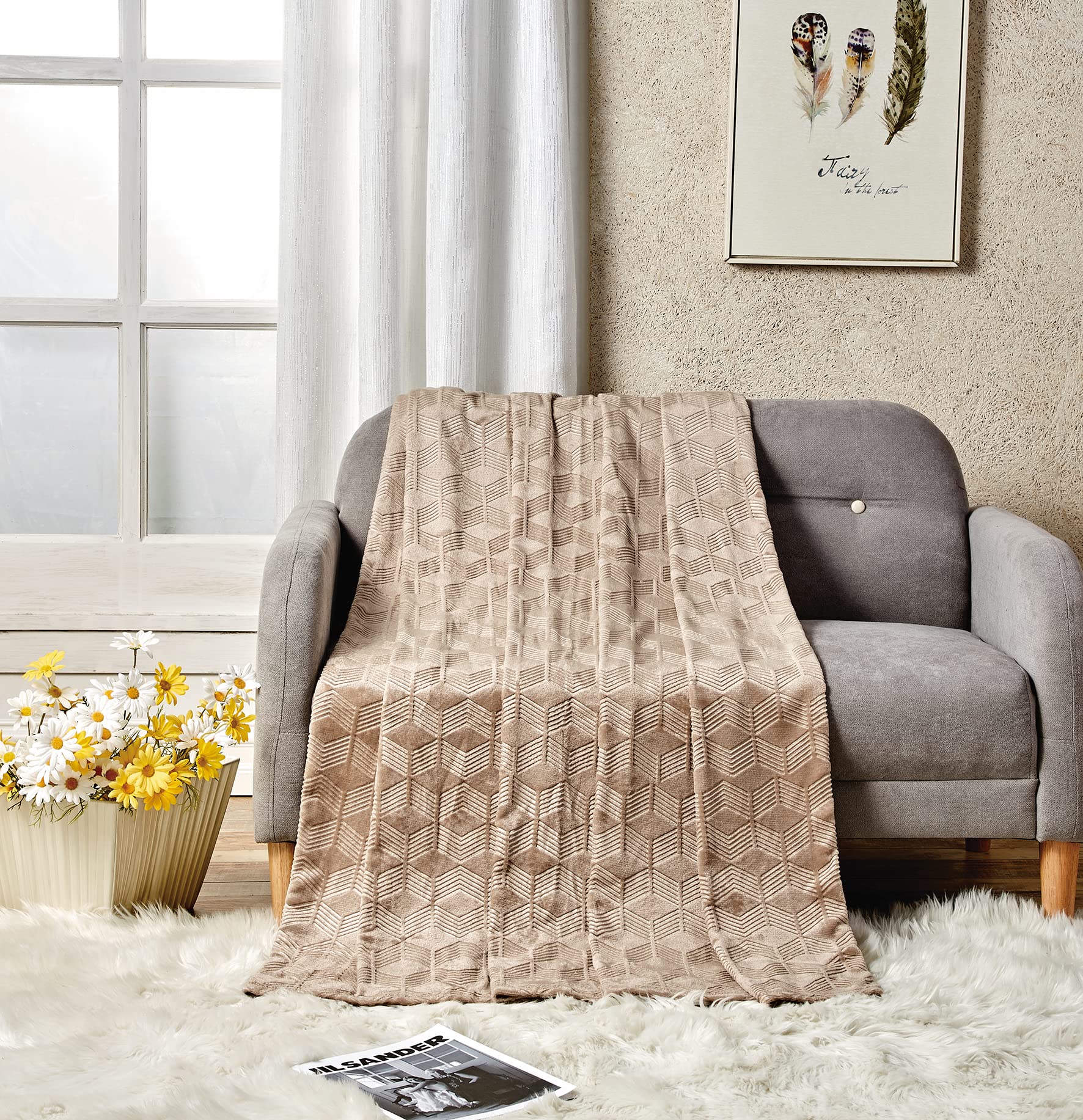 Ultra Plush by Decor&More Amrani Chevron Arrow Jacquard Microplush Blanket - Best Buy Furniture