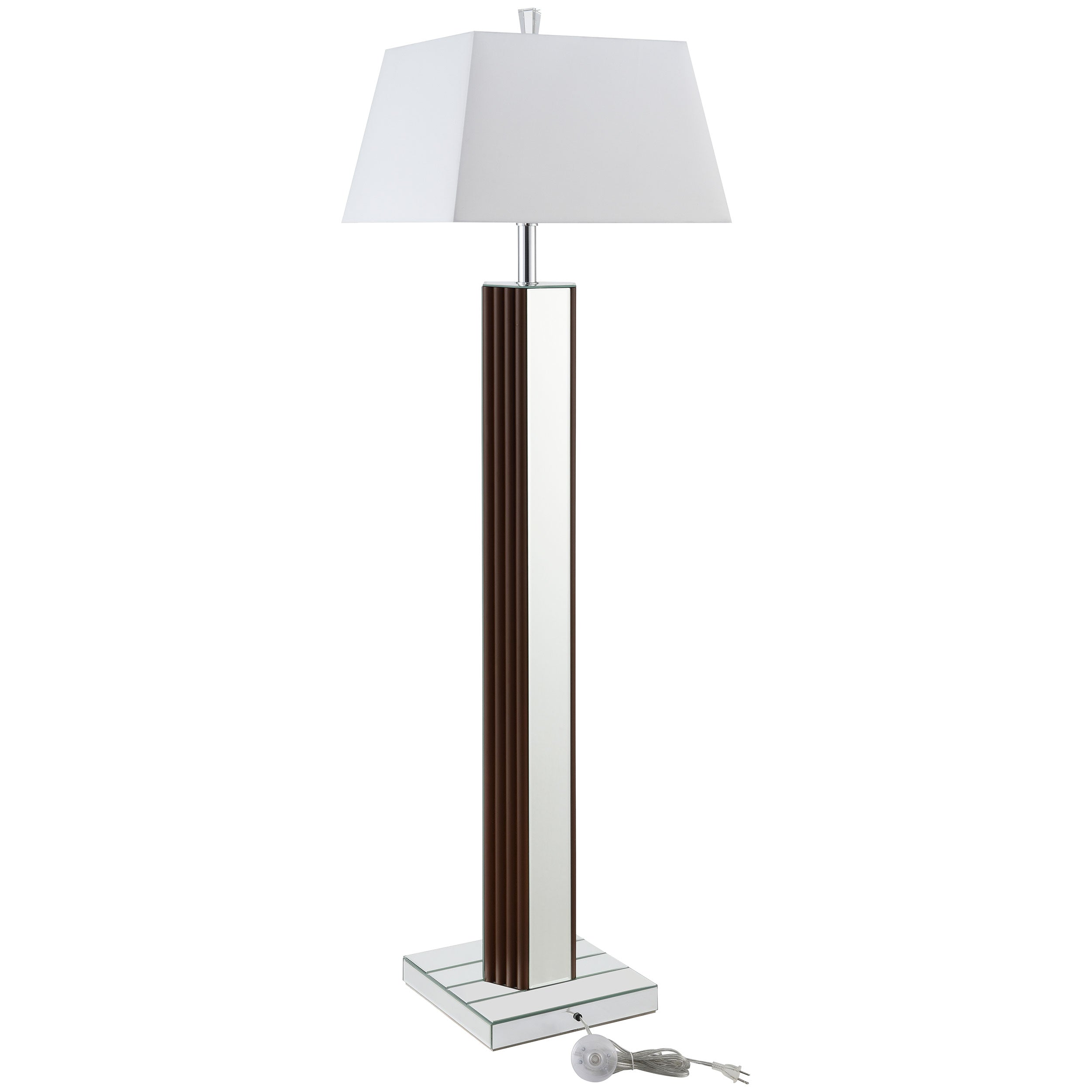 Elena 67-inch Square Tapered Mirrored Floor Lamp Brown-