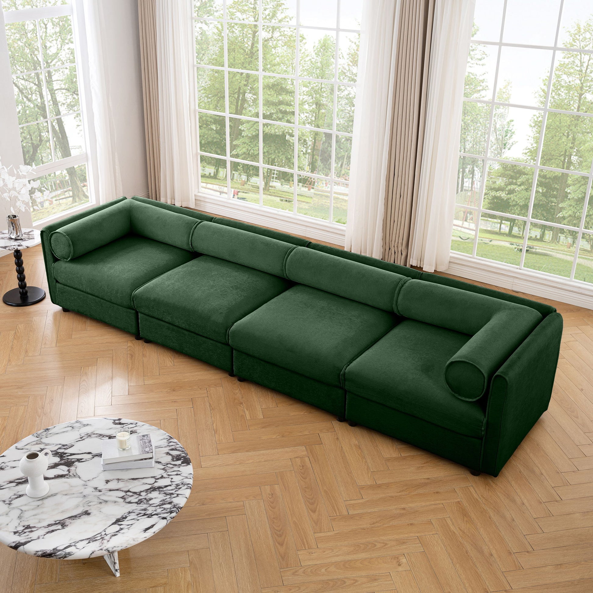Stylish Chenille Sofa With Storage Seat And Cylindrical Backrest - Best Buy Furniture