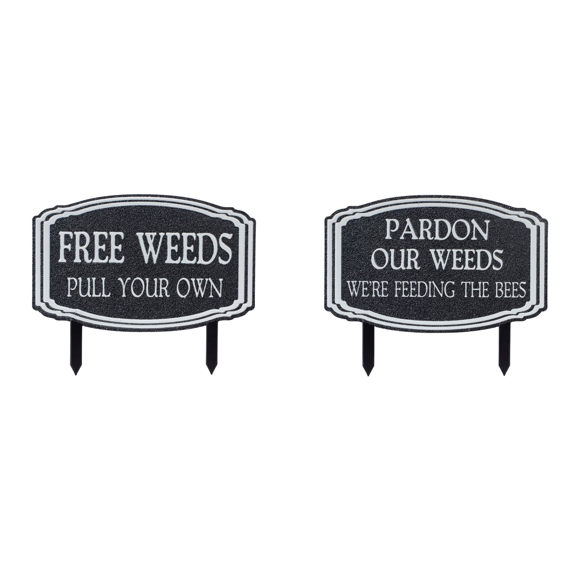 Metal-Garden-Weeds-Stake-Sign-(Set-of-2)-Garden-Decor