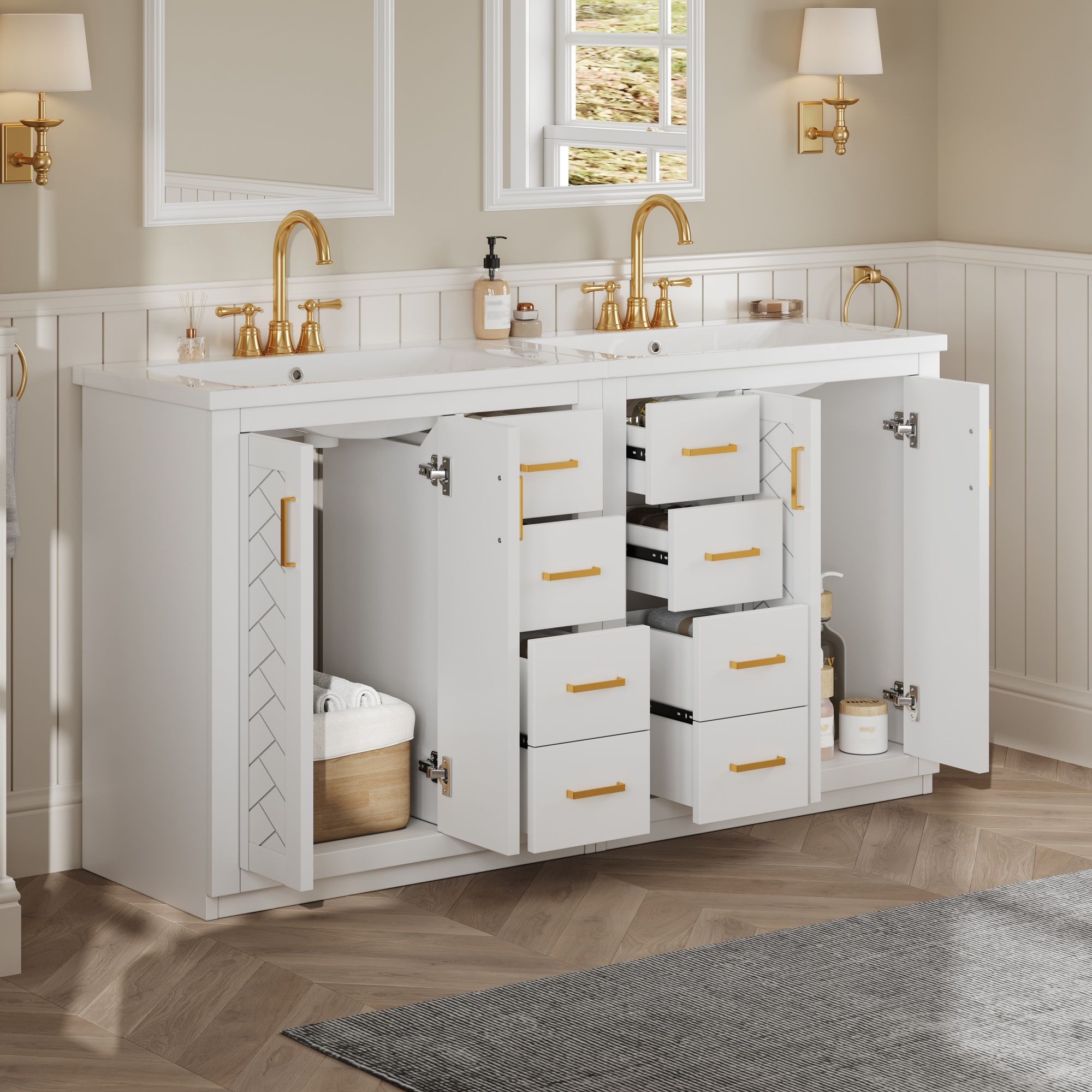 Bathroom Vanity Set With Sink, Storage Cabinet With Drawers & Soft Closing Doors