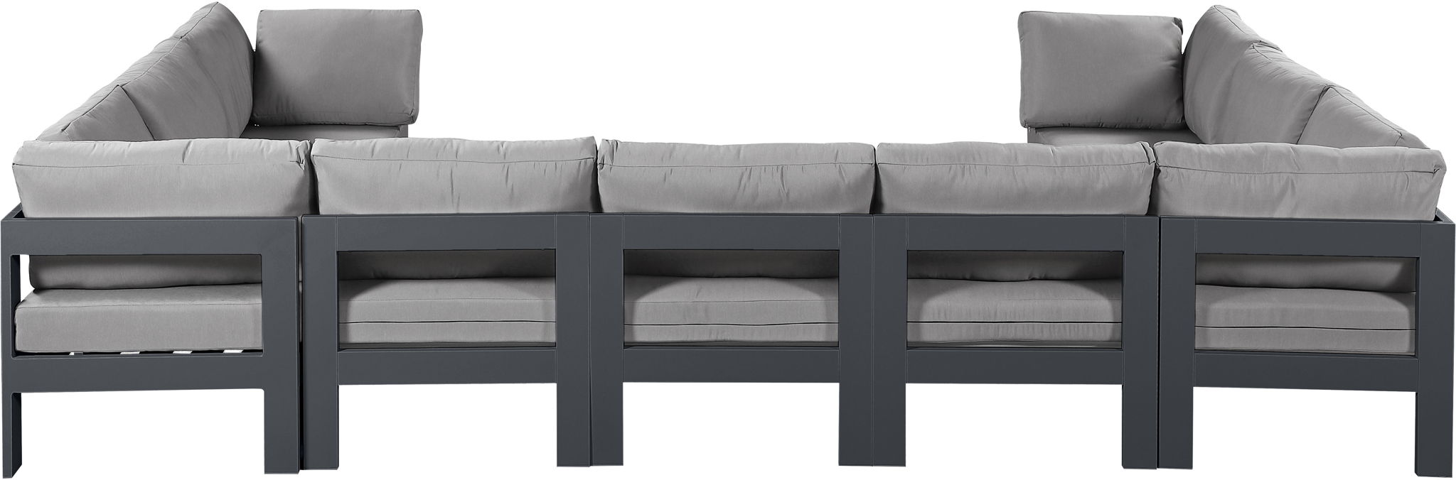 Nizuc - Outdoor Patio 9 Piece Modular Sectional With Gray Frame