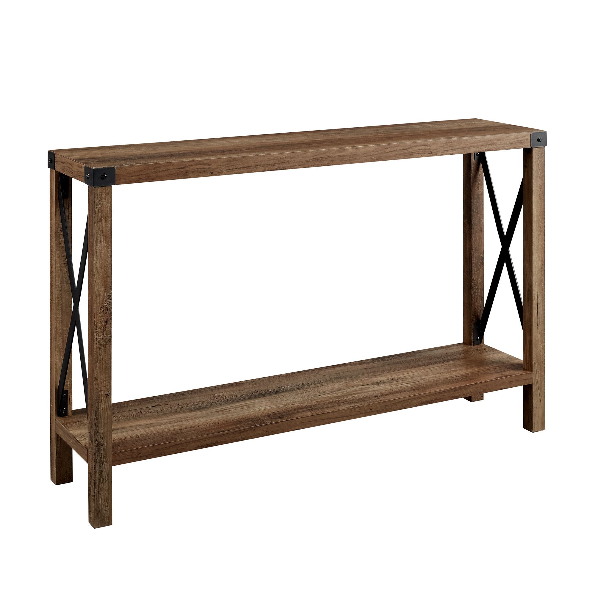 Farmhouse Metal X Table With Lower Shelf