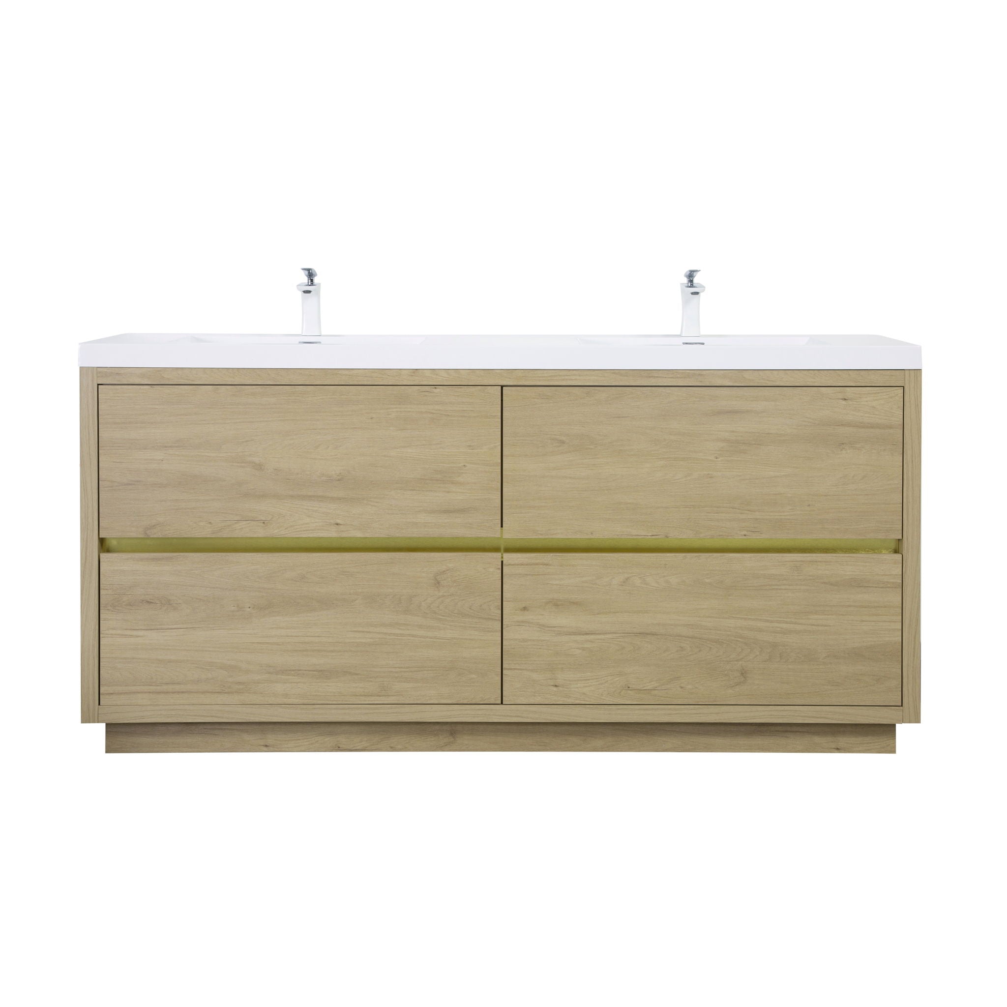 Bathin Freestanding Bathroom Vanity With Double Sinks, Bathroom Storage Vanity Cabinet With Stone Resin Countertop And Soft Close Drawers - Natural Oak