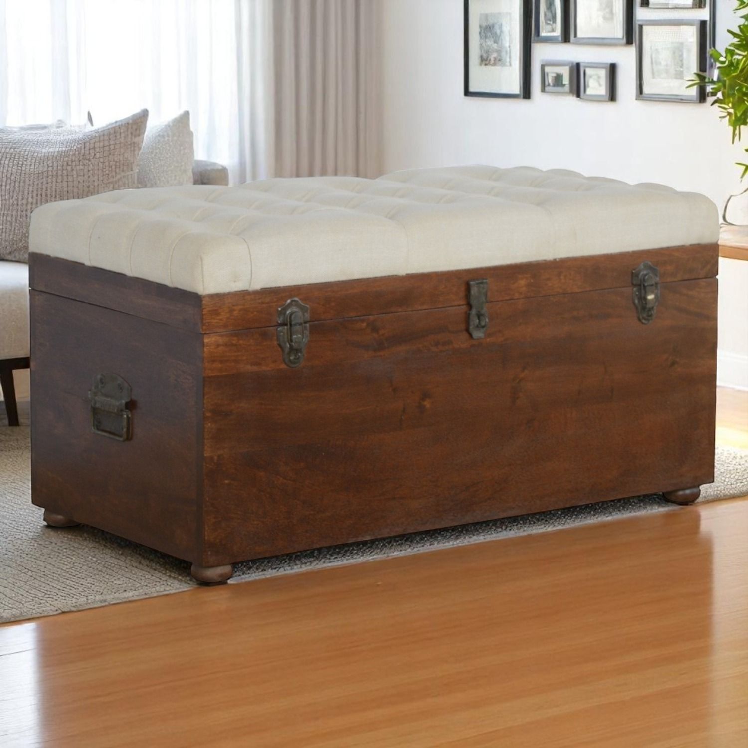 Linen Storage Trunk - Chestnut / White Linen - Best Buy Furniture