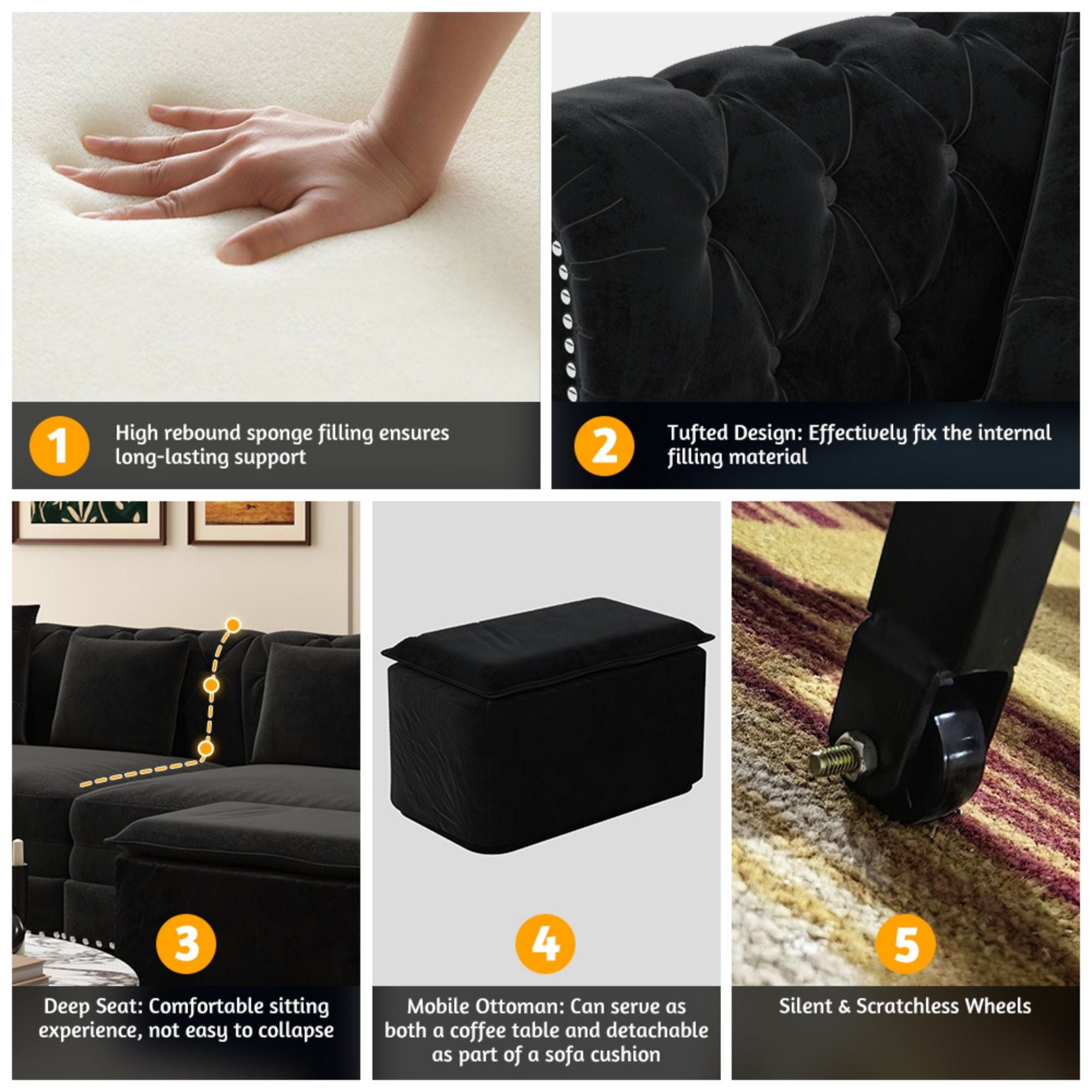 3 In 1 Pull Out Sofa Bed With Movable Ottoman