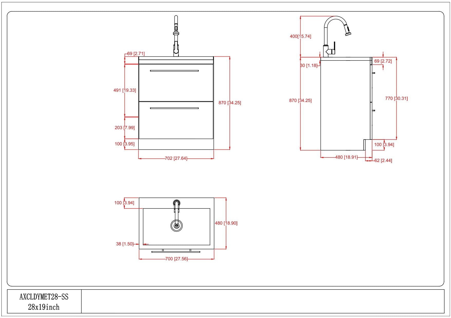 Metro - Laundry Cabinet & Faucet And Stainless Steel Sink