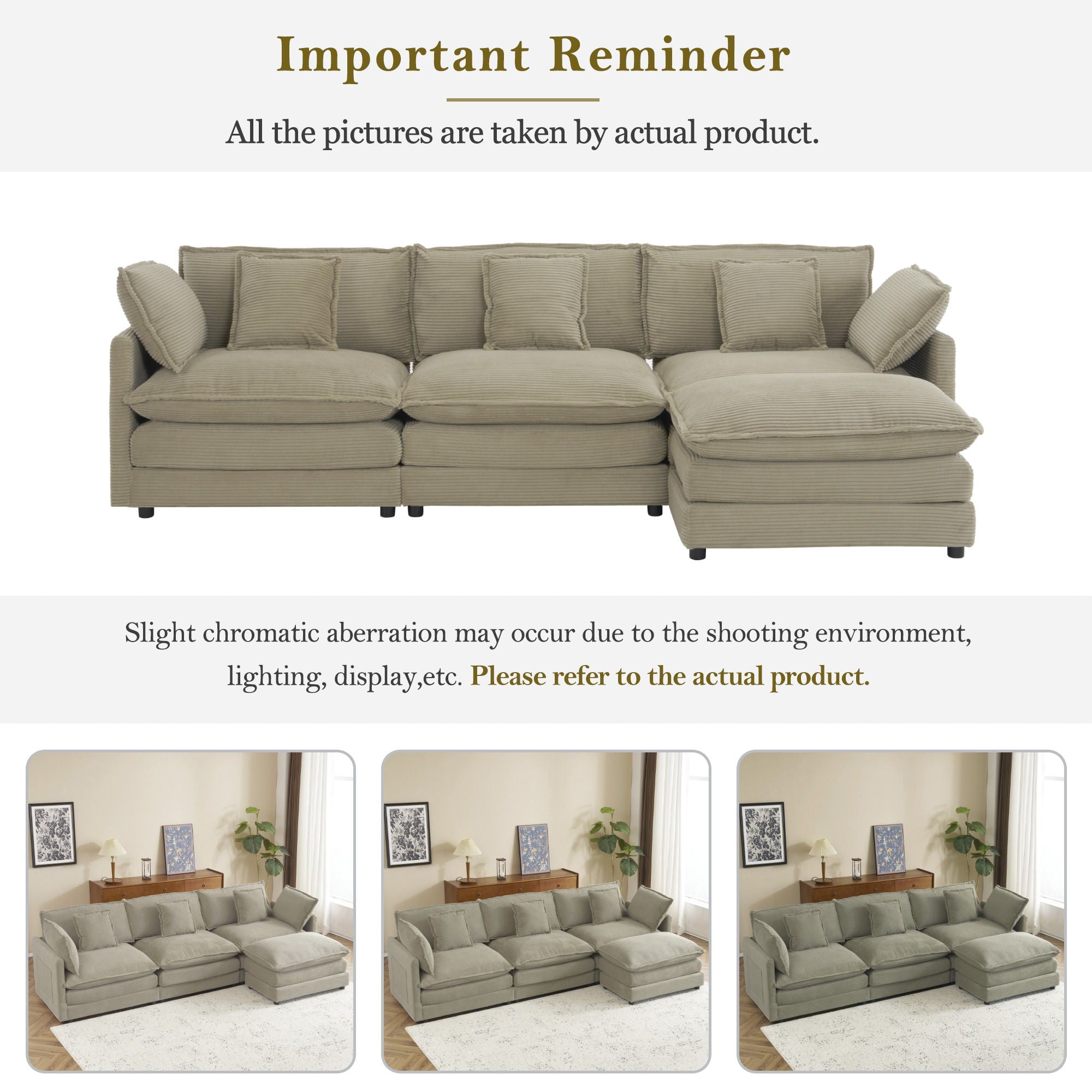 Modern Modular Sectional Sofa With Side Storage Pockets For Living Room