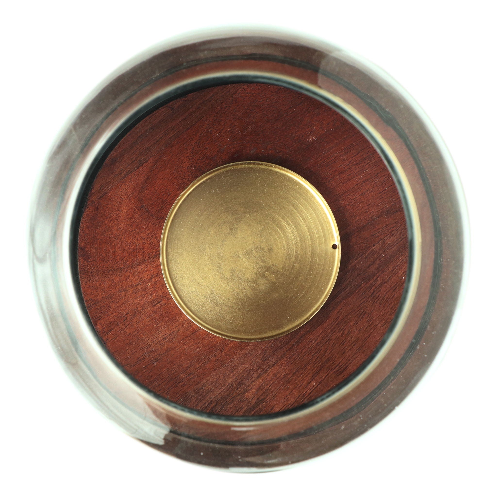 Boho Handcrafted Mango Wood Hurricane Candle Holder With Tempered Glass And Metal Accents - Brown - Best Buy Furniture