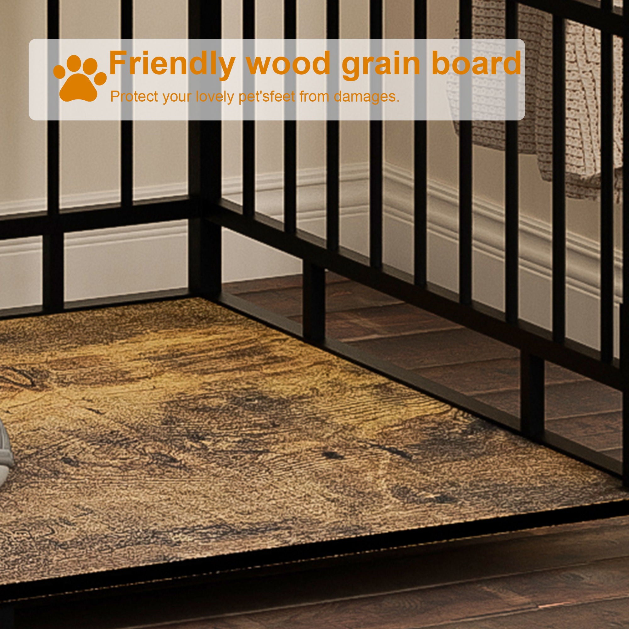 Wooden Dog Crate Furniture With Divider And Storage Drawers For Large Dogs - Rustic Brown