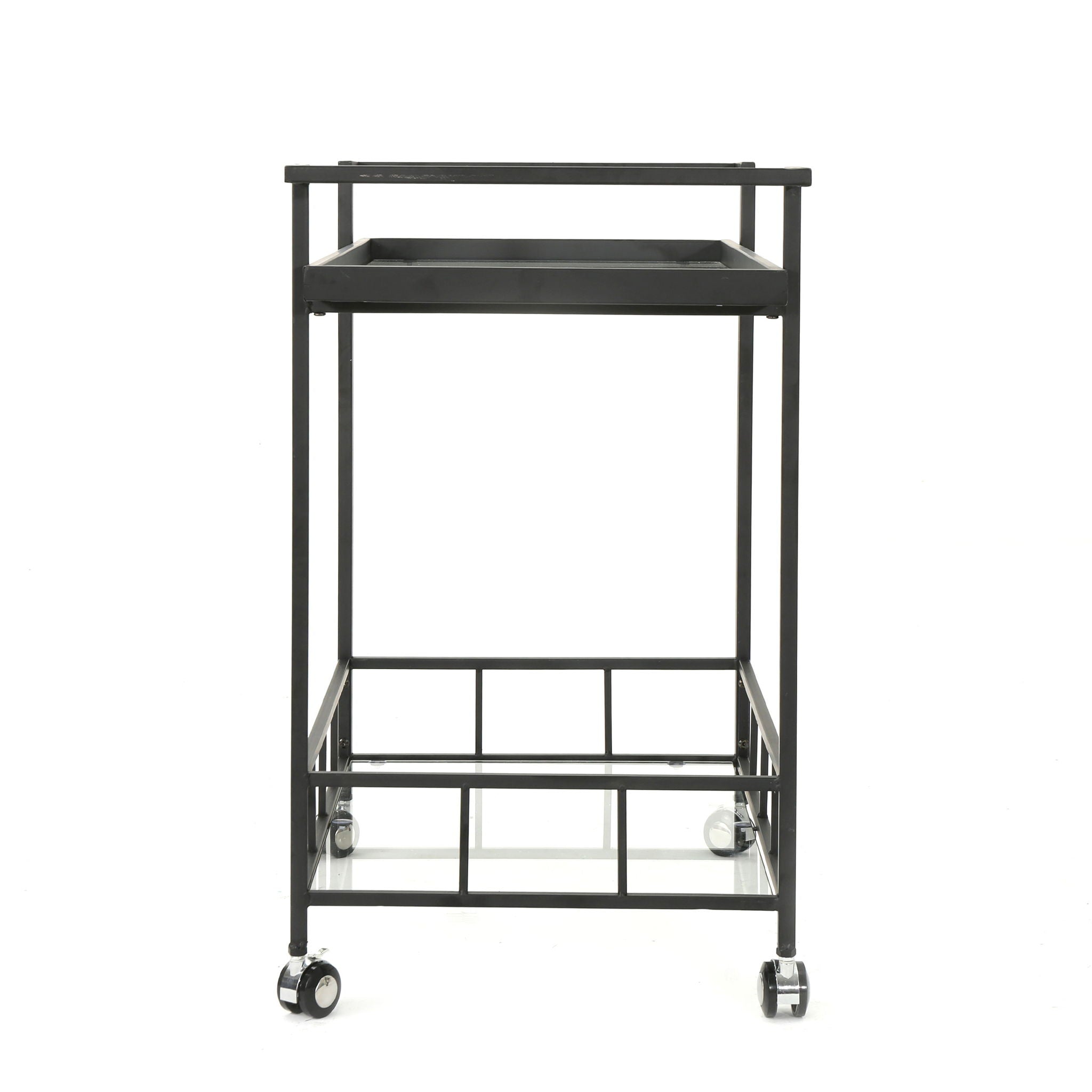 2 Tier Bar Cart, Utility Cart, Rolling Serving Cart, Kitchen Cart With Storage Shelves - Black