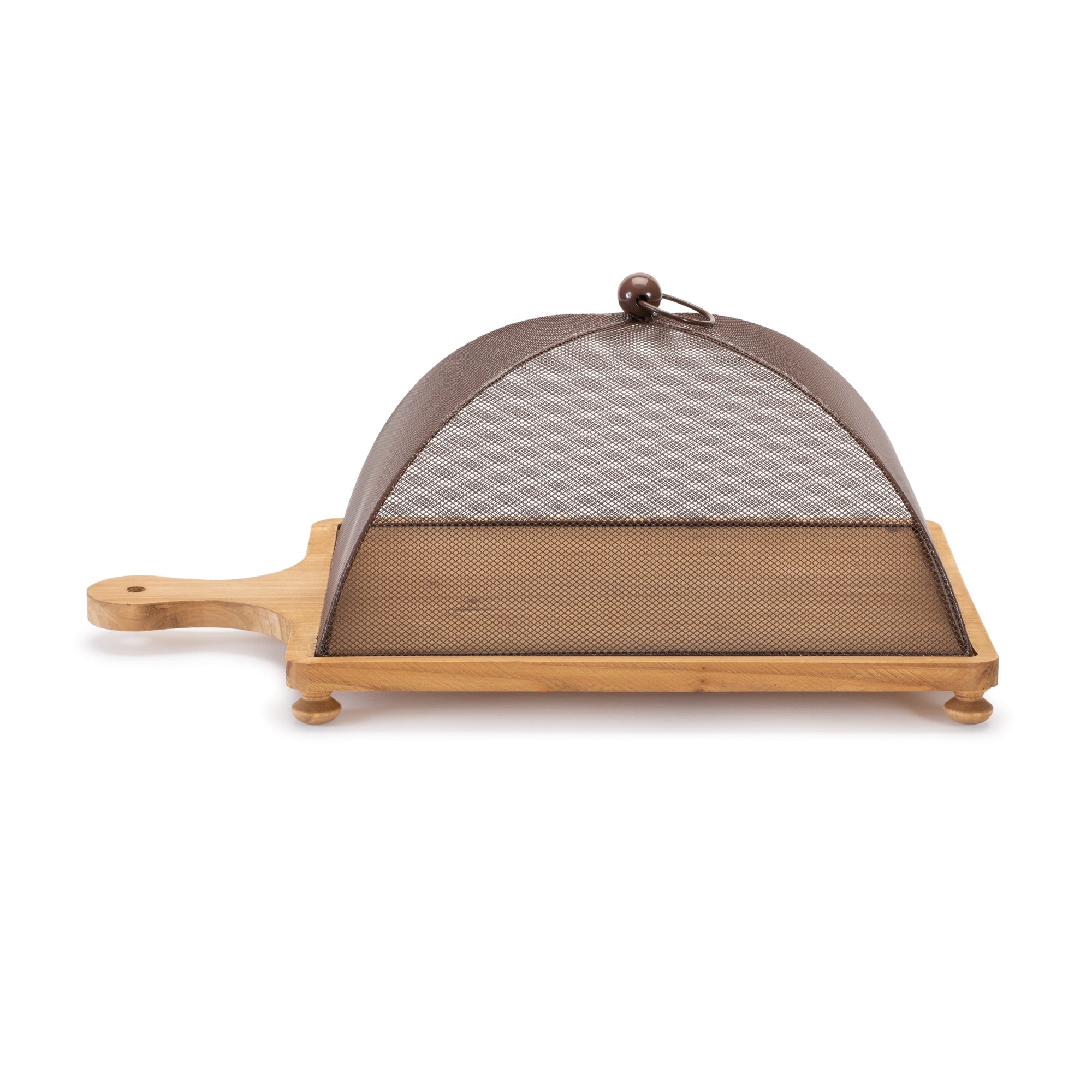 Wooden Tray with Mesh Cloche 19.5"L