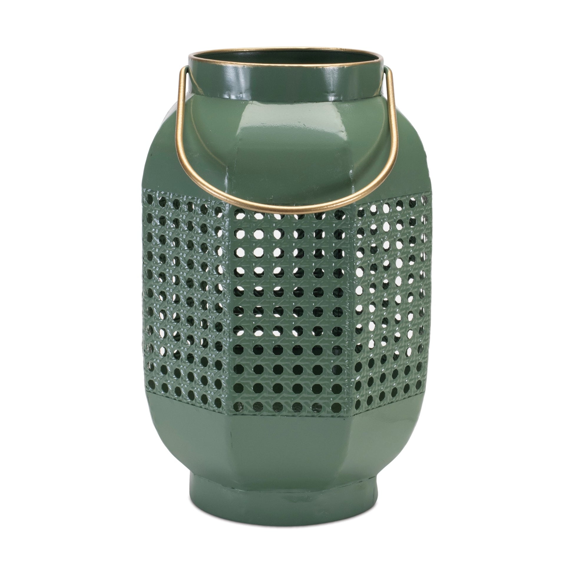Hexagon-metal-lantern-with-gold-accent-(set-of-2)-Outdoor-Lighting