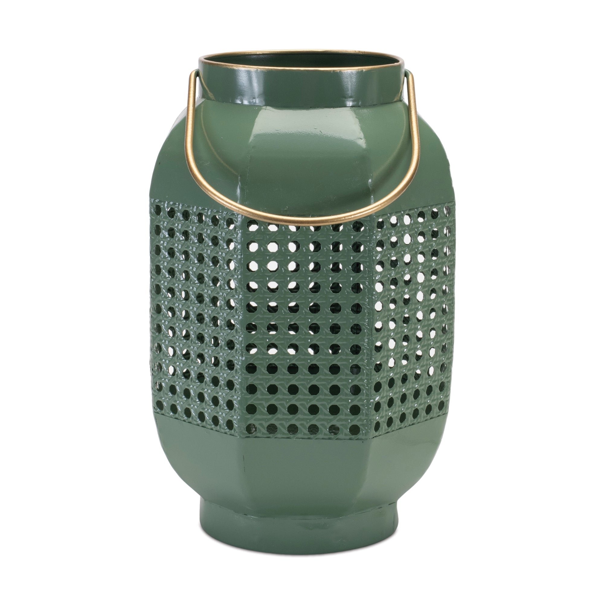 Hexagon-metal-lantern-with-gold-accent-(set-of-2)-Outdoor-Lighting