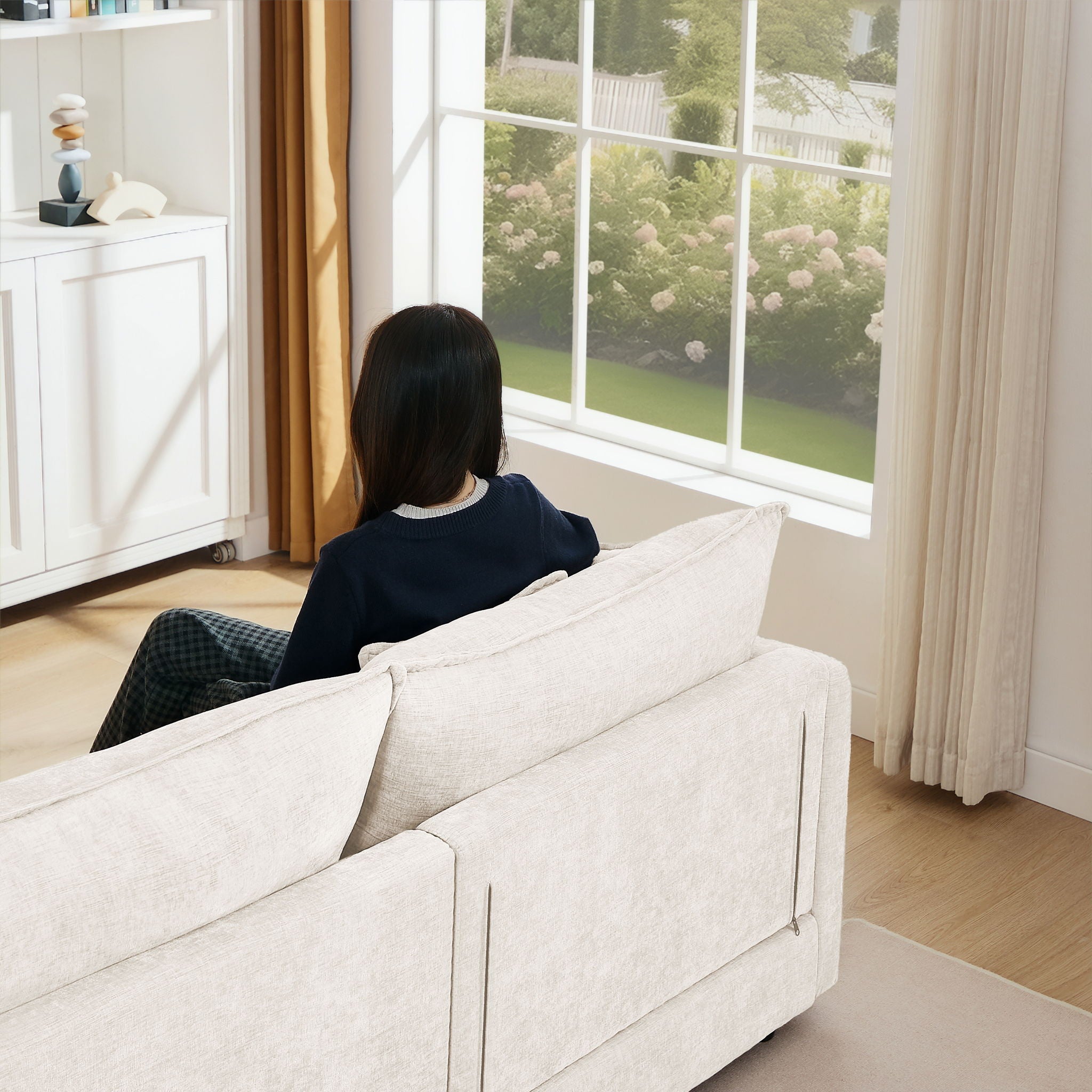Modular L-Shaped Sectional Sofa With Movable Ottoman