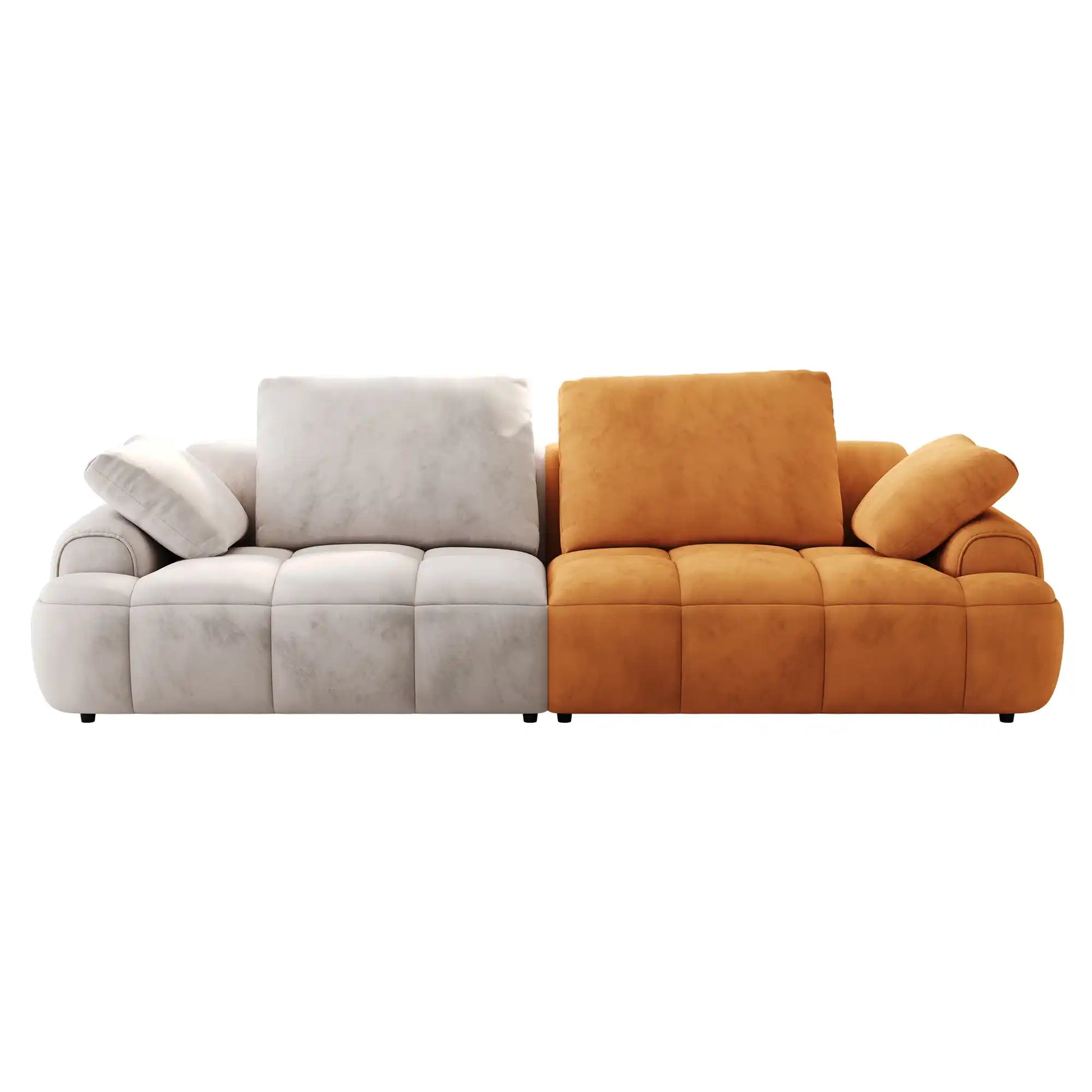 86.6″ Large size two Seat Sofa,Modern Upholstered,Gray paired with yellow suede fabric Increase in sitting height - Best Buy Furniture