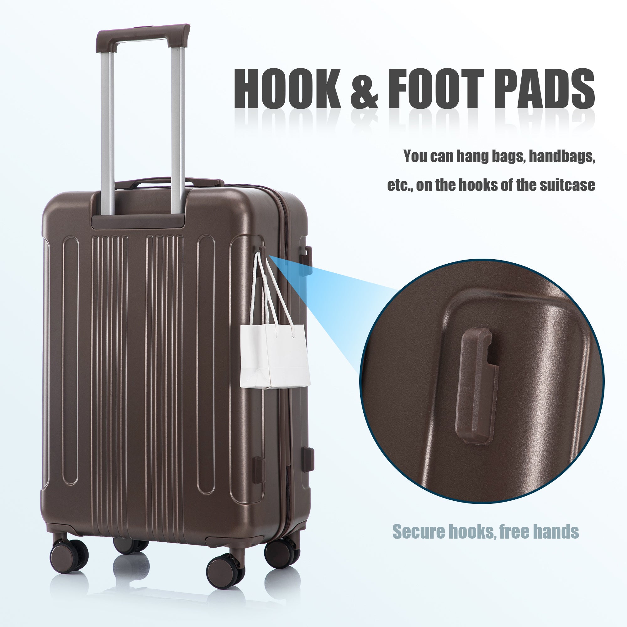 3 Piece ABS Spinner Wheel Luggage Set (Brown)