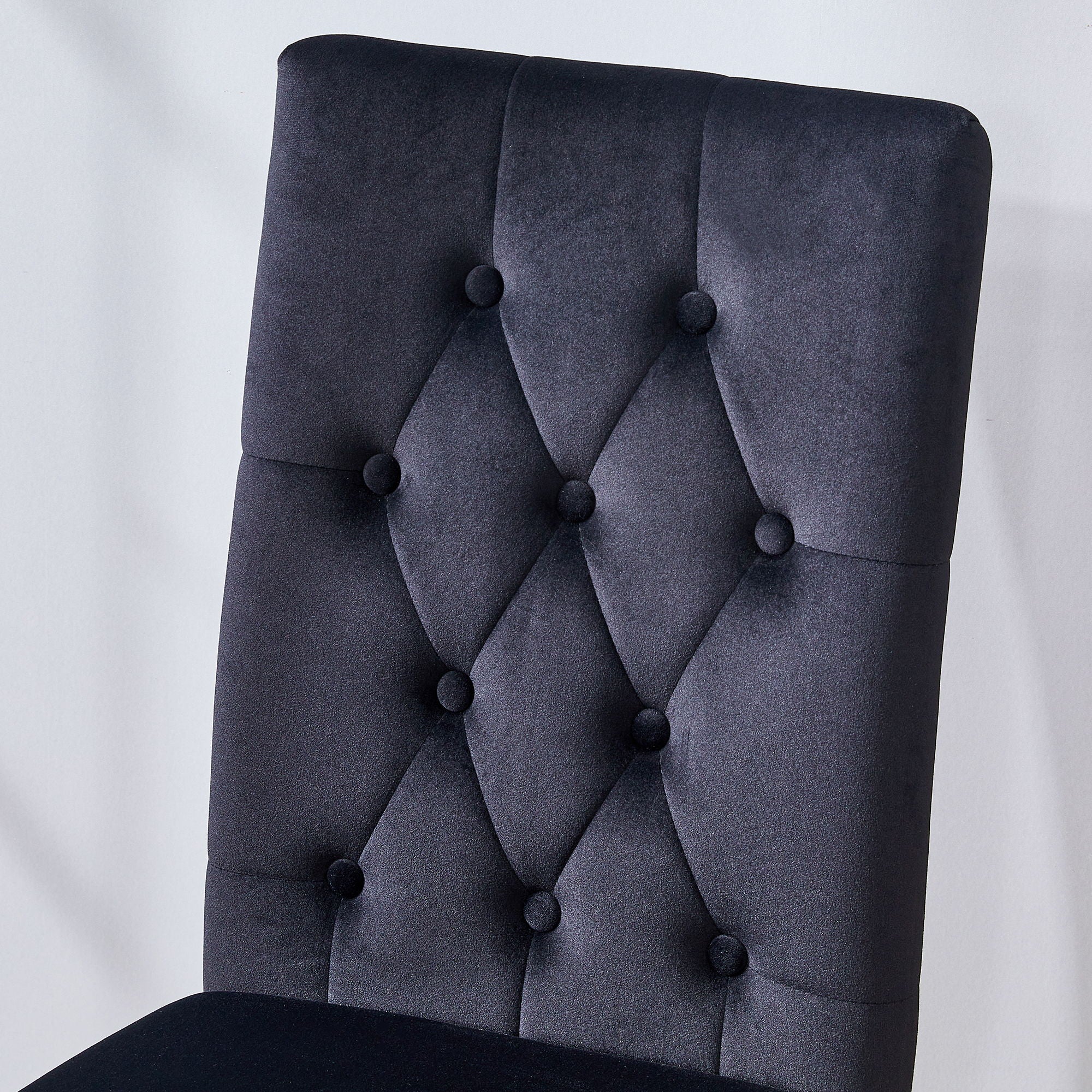 Vintage Style Armless Dining Chairs Set With Grid And Buckle Design