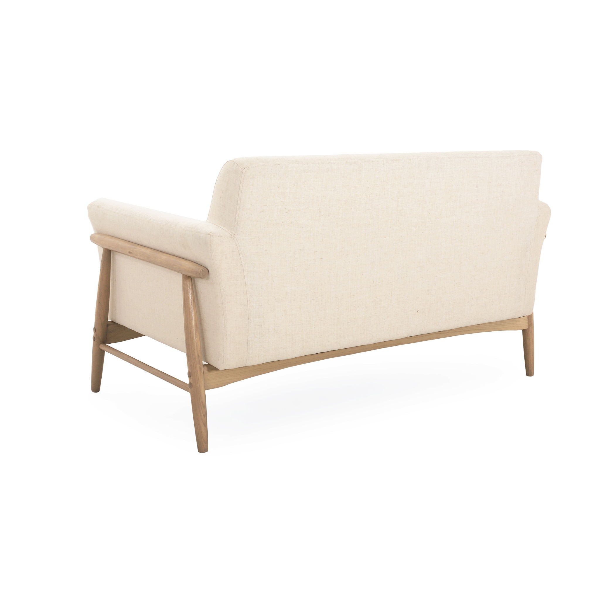 Modern Fabric Upholstered Loveseat With Elm Wood Legs And Flare Arms - Beige