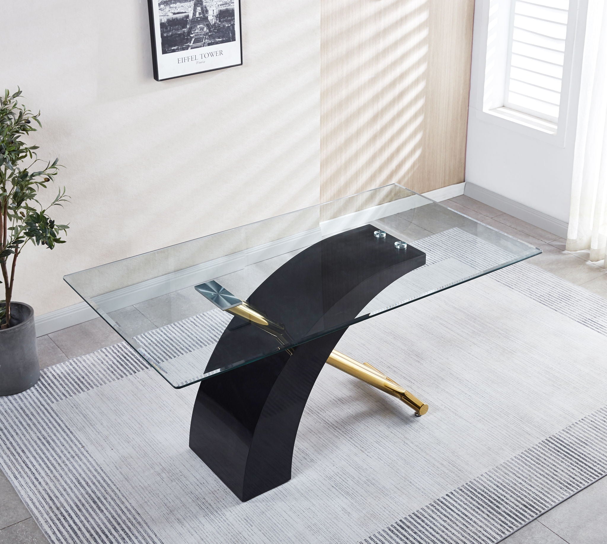 Stylish Dining Room Table, Luxury Glass Top Dining Table, Modern Design For Your House - Black - Best Buy Furniture