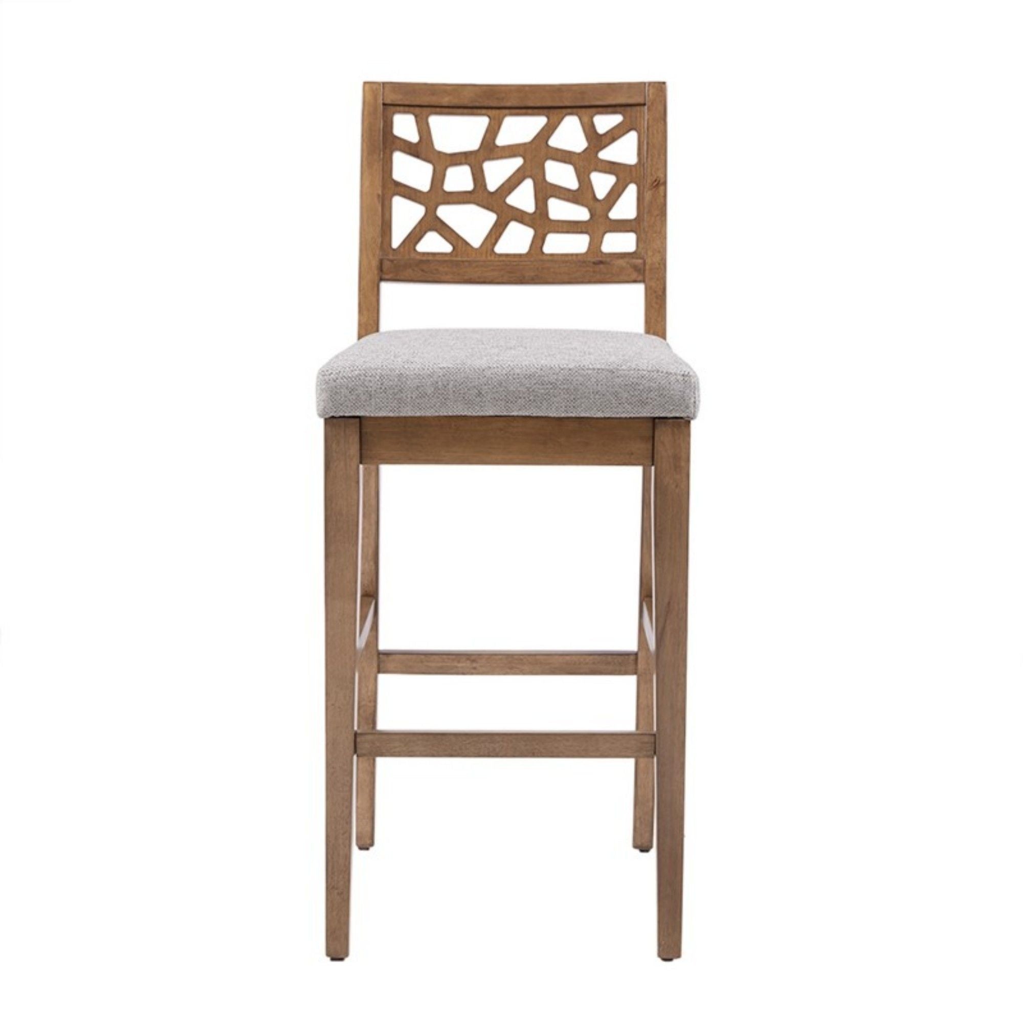 Carmel - Upholstered Barstool With Cracked Ice Pattern - Light Gray