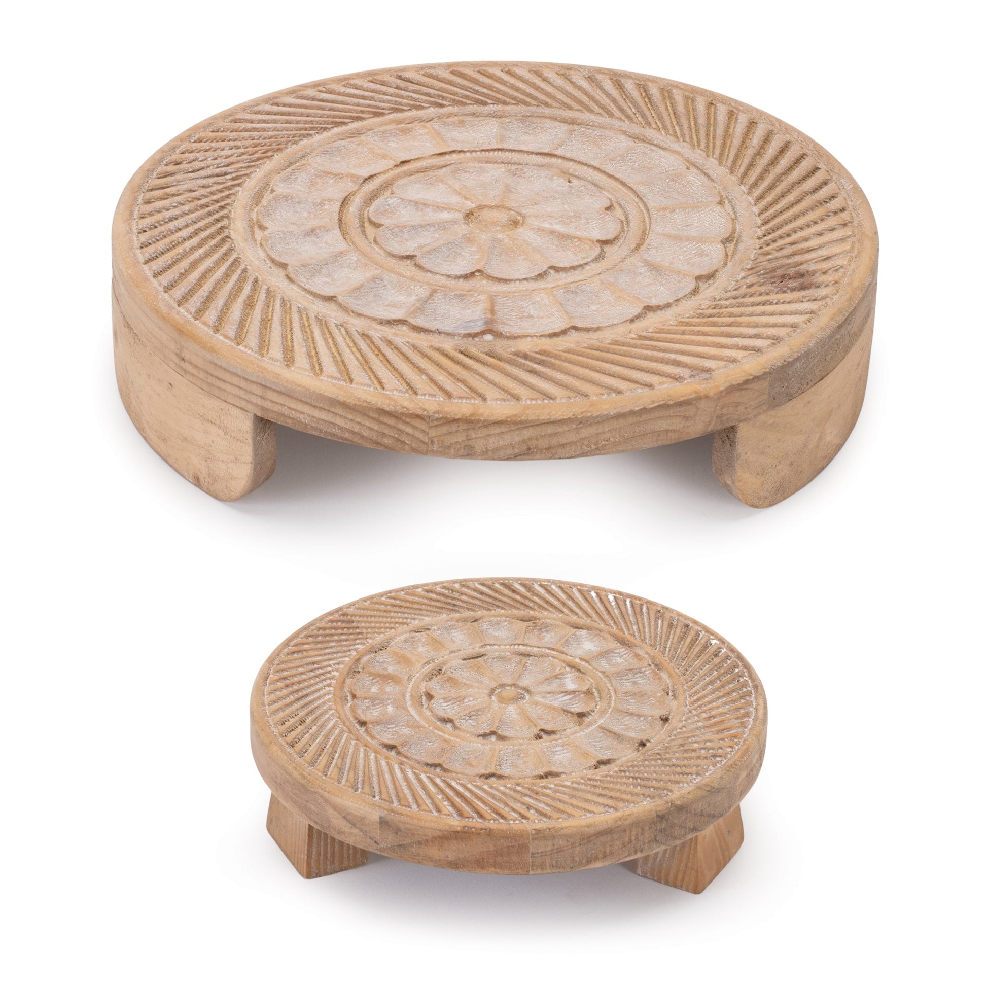Mandala-Wood-Riser-Tray-(Set-of-2)-Serving-Trays