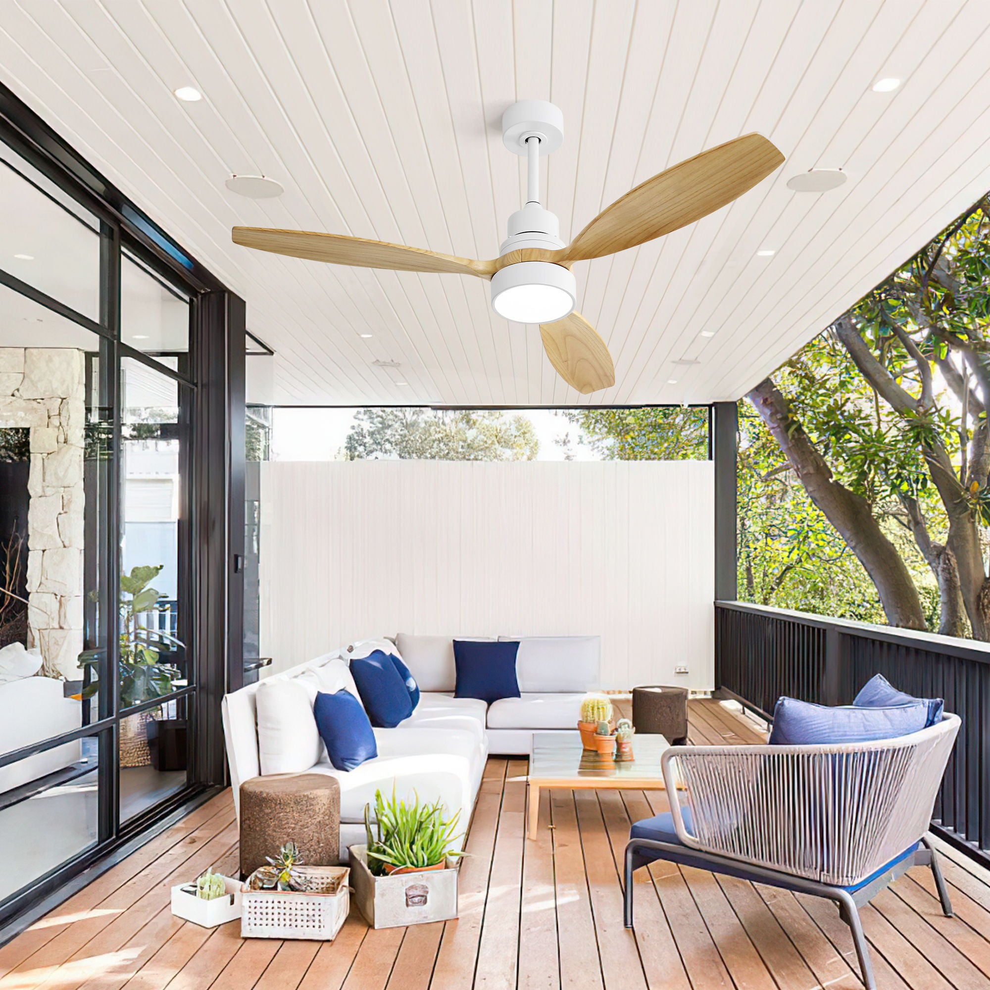 Indoor Ceiling Fan With Dimmable LED Light, 6 Speed Remote ControlLED DC Motor, Reversible Blades