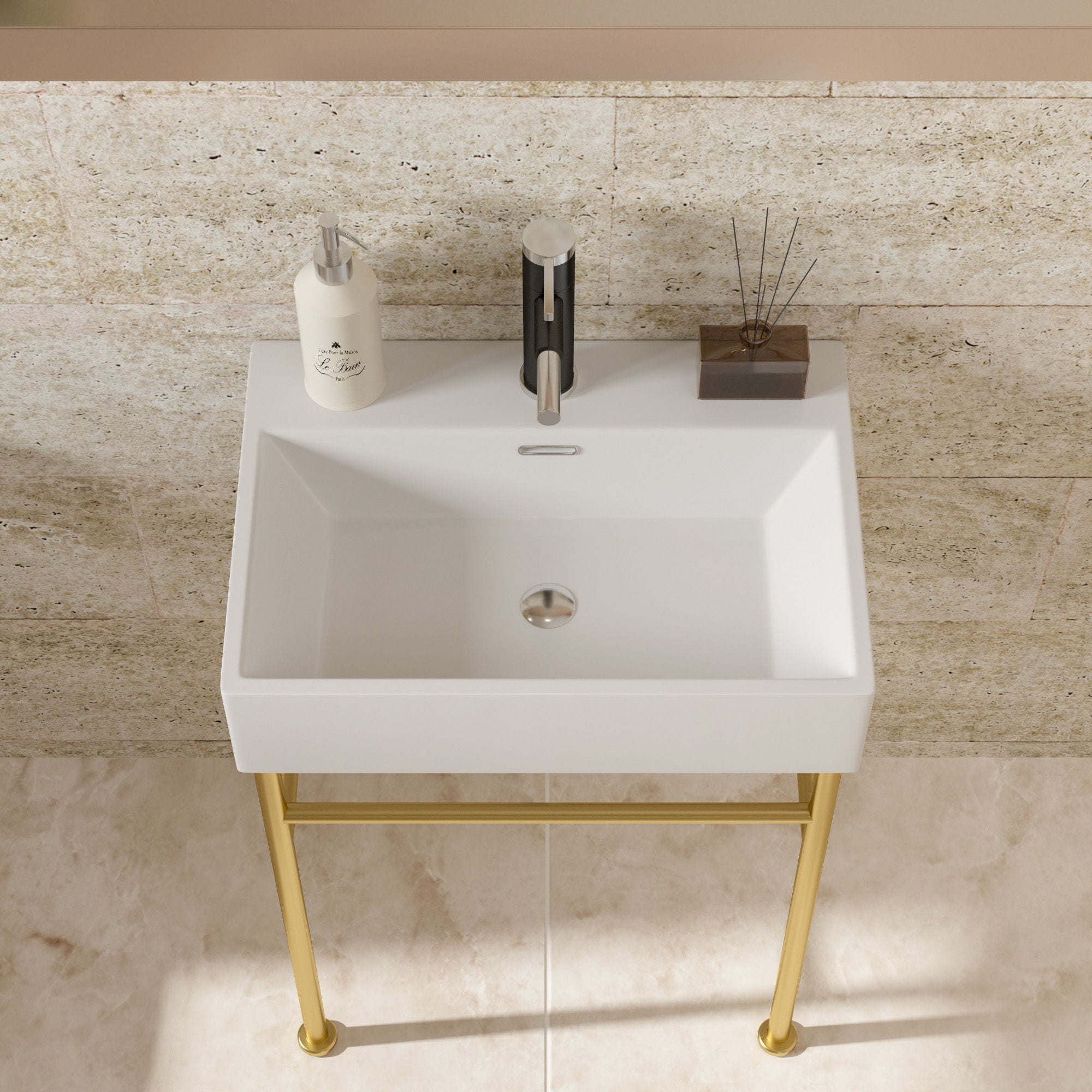Ceramic Console Bathroom Sink With Overflow