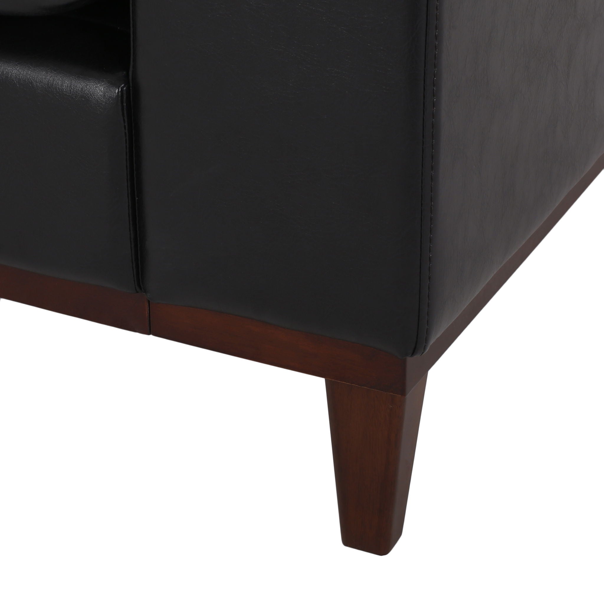 Contemporary 3 Seater Sofa With Tuxedo Arms - Black