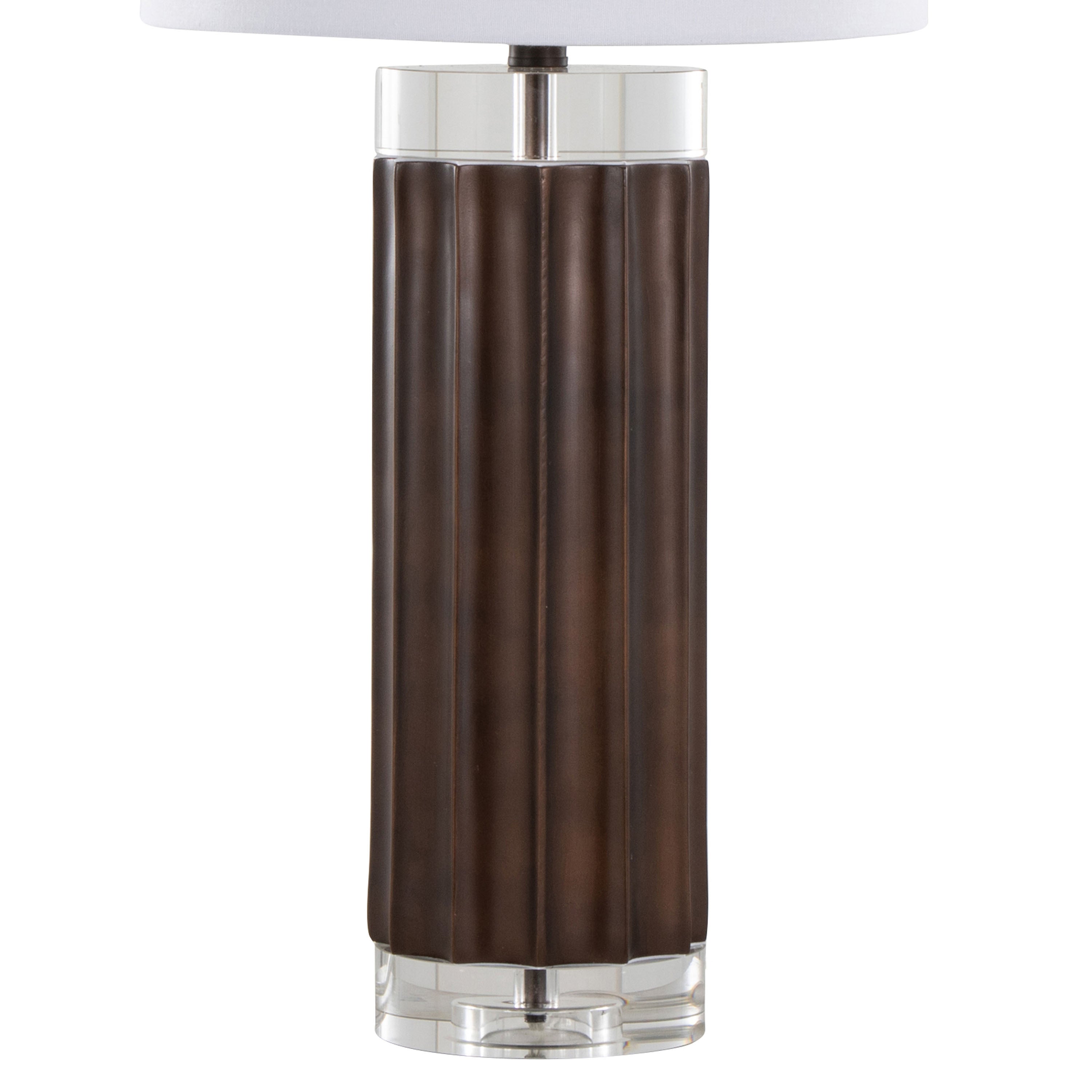Cylinder Fluted Contemporary Polyresin Table Lamp Set of 2