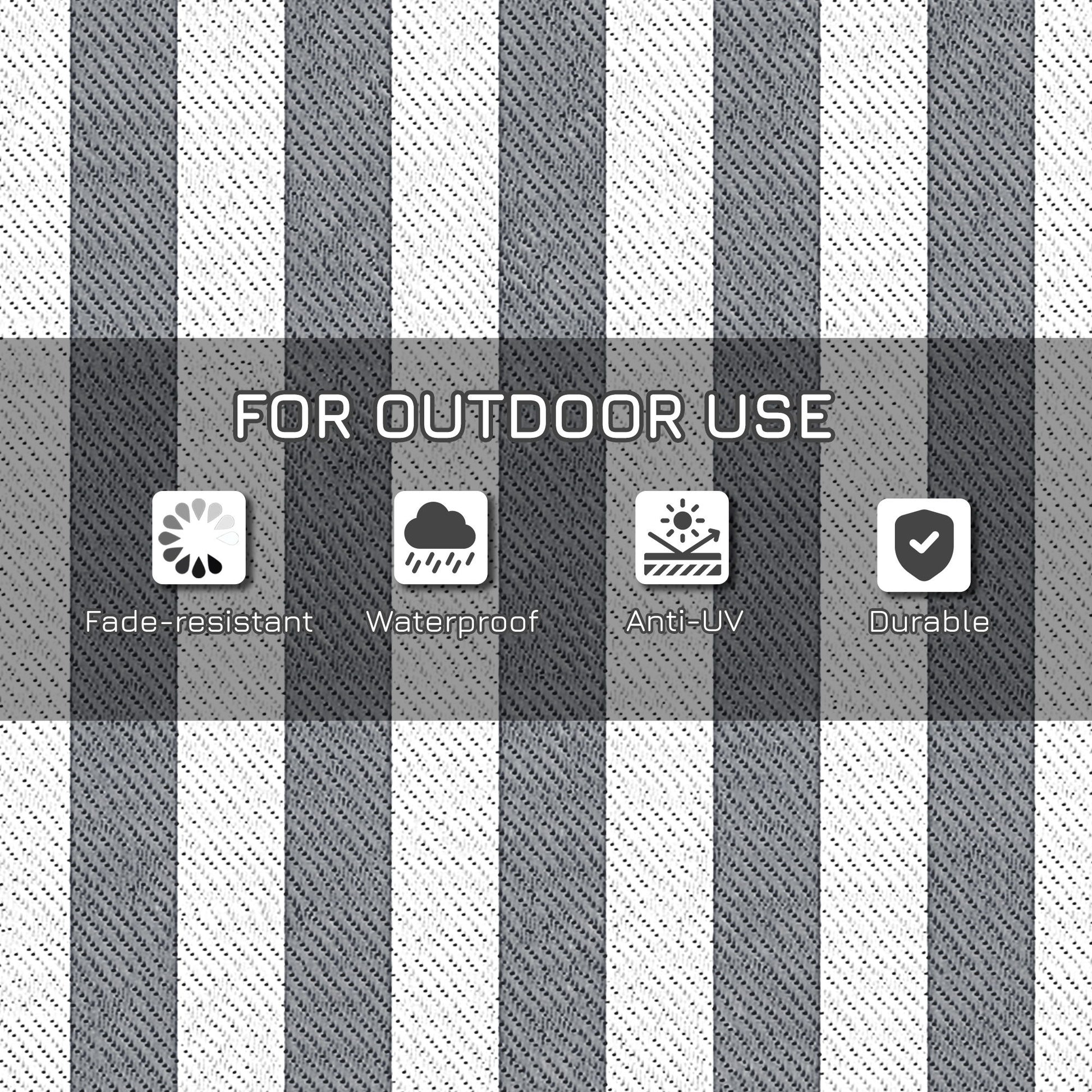 Outsunny - Reversible Outdoor Rug, 9' x 12' Waterproof Plastic Straw Floor Mat, Portable Rv Camping Carpet With Carry Bag, Large Floor Mat For Backyard, Deck, Picnic, Beach - Gray & White Striped - Best Buy Furniture