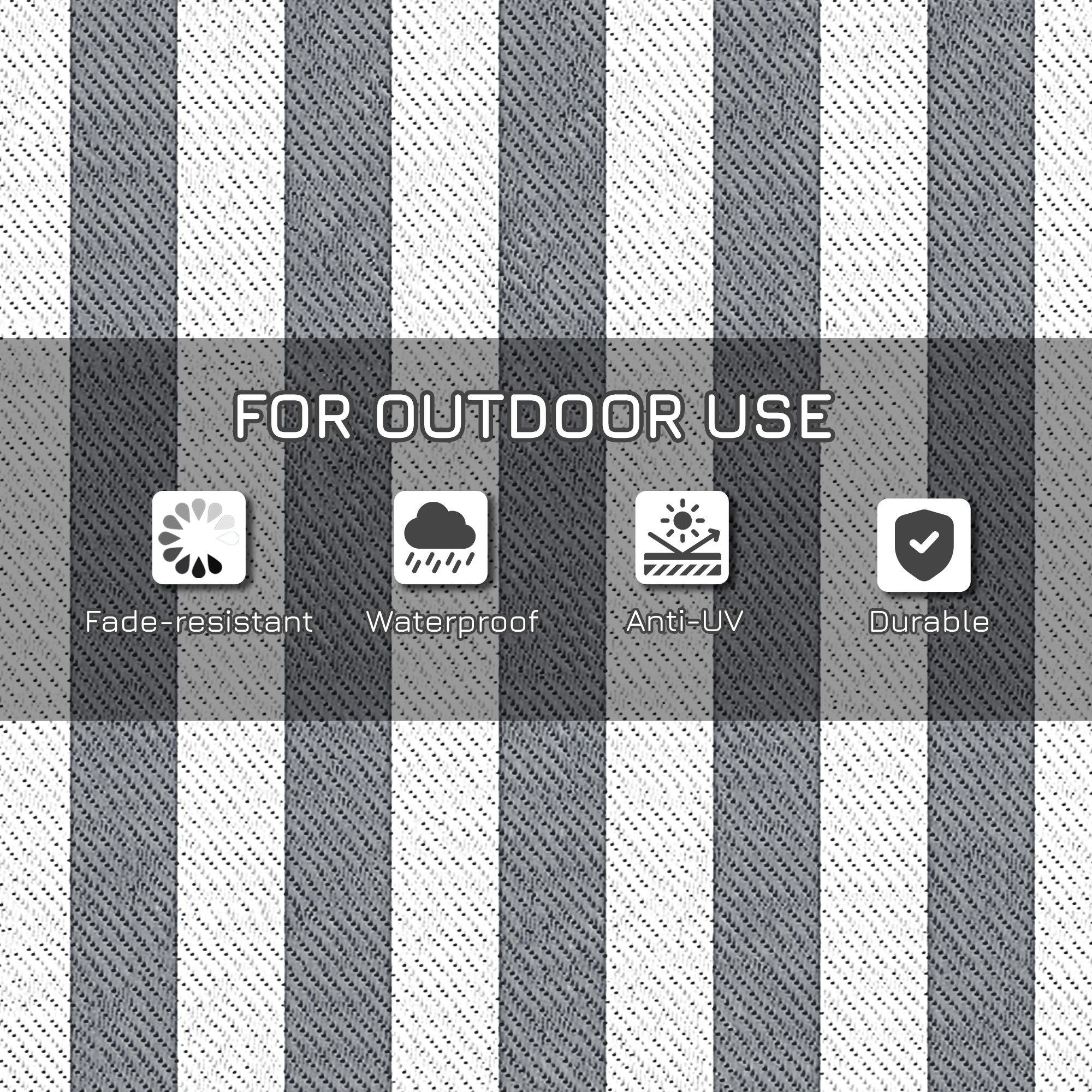 Outsunny - Reversible Outdoor Rug, 9' x 12' Waterproof Plastic Straw Floor Mat, Portable Rv Camping Carpet With Carry Bag, Large Floor Mat For Backyard, Deck, Picnic, Beach - Gray & White Striped - Best Buy Furniture