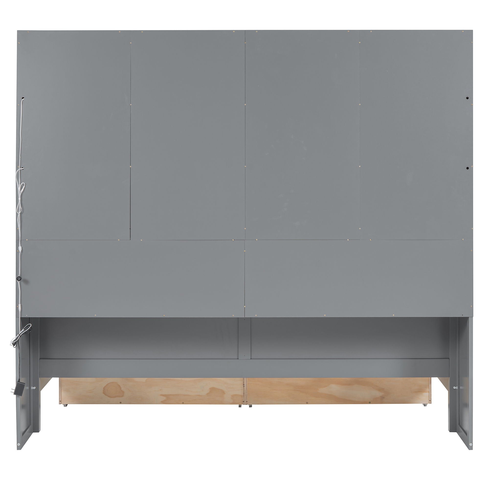 Daybed With Glass Door Storage Cabinets, Built In LED Lighting And Shelves