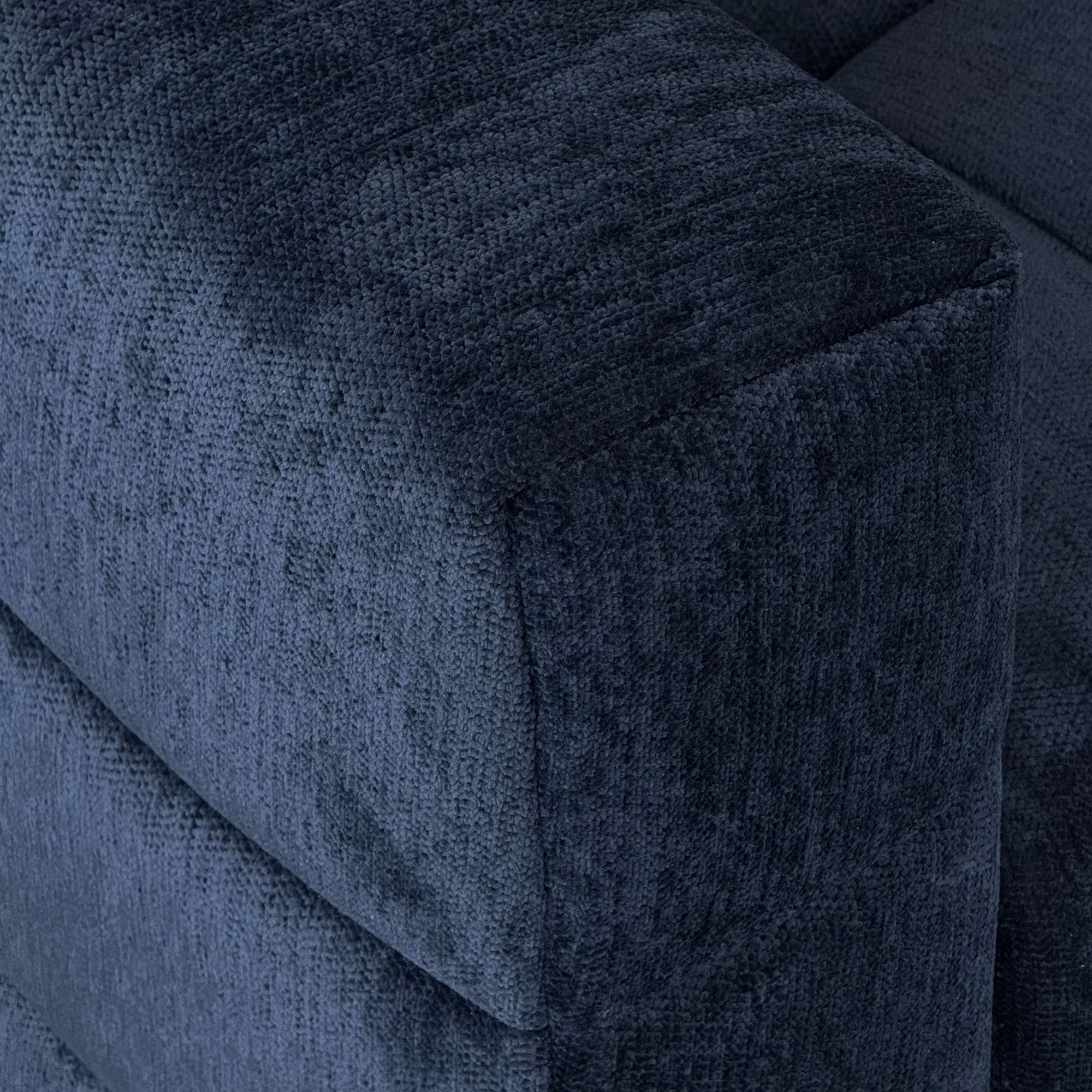 Retro Blue Chenille Upholstered 3-Seater Couch with Stainless-Steel Legs