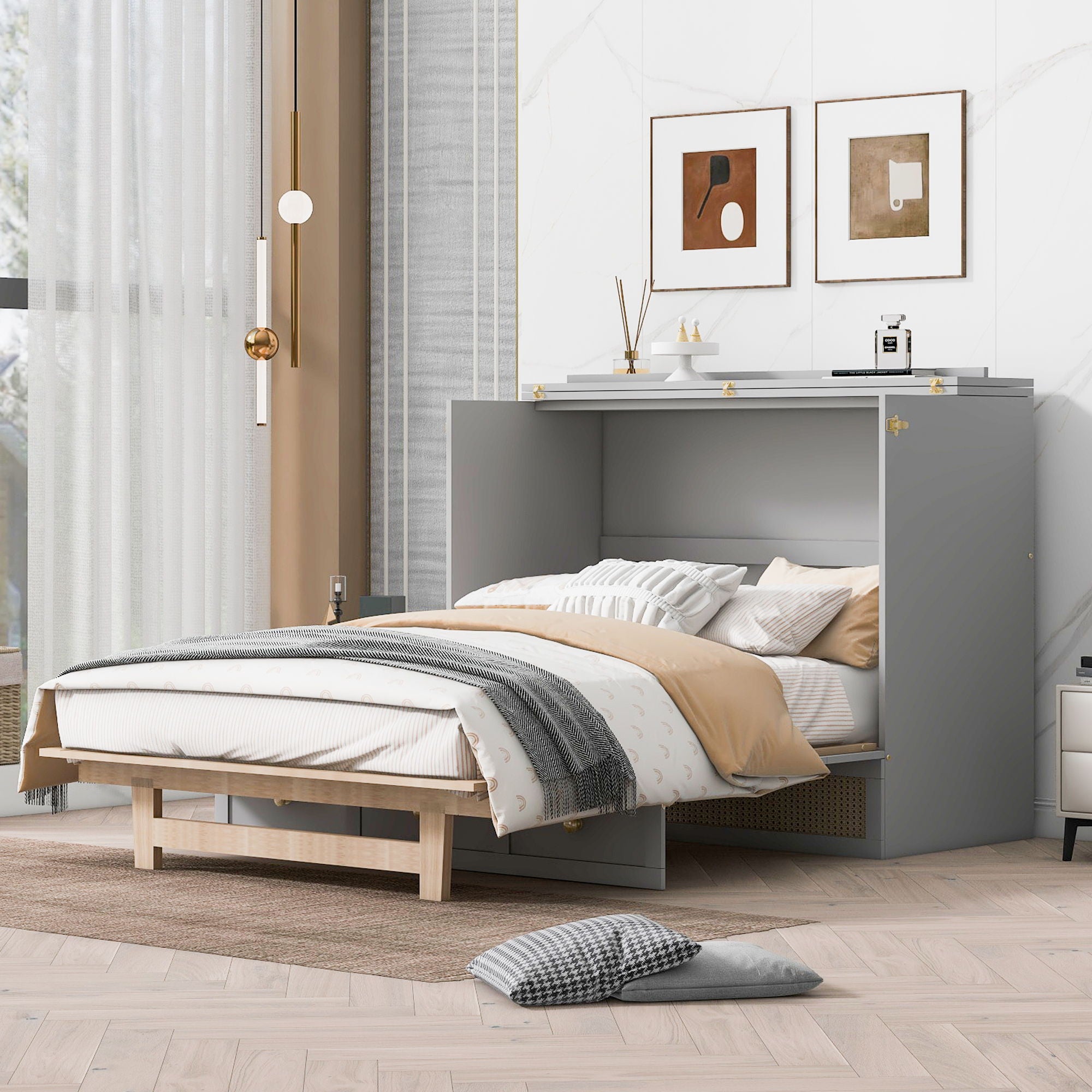 Murphy Bed With Large Drawers, Space Saving Design