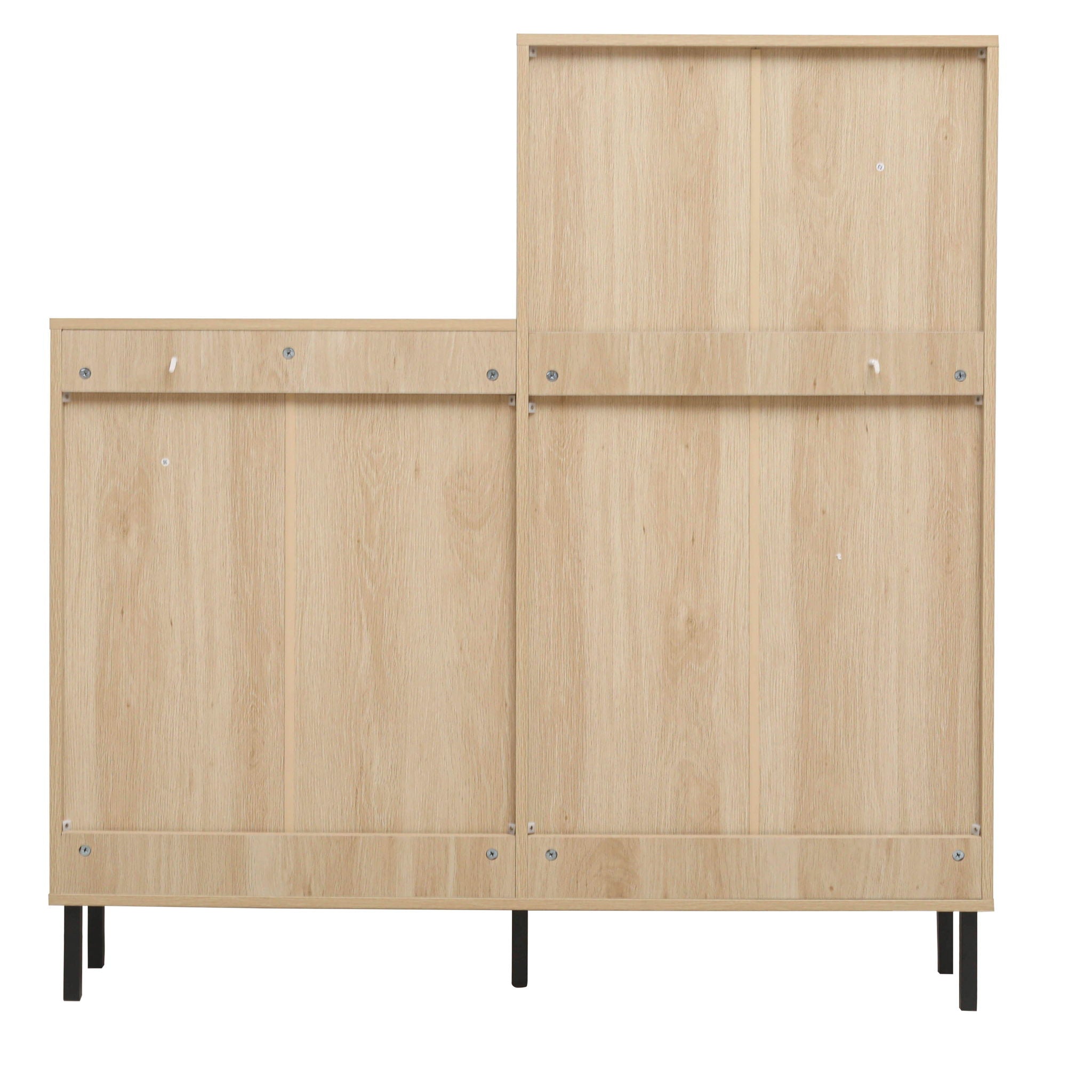 Modern Rattan 5 Door Shoe Storage Cabinet For Entryway Freestanding Design - Natural