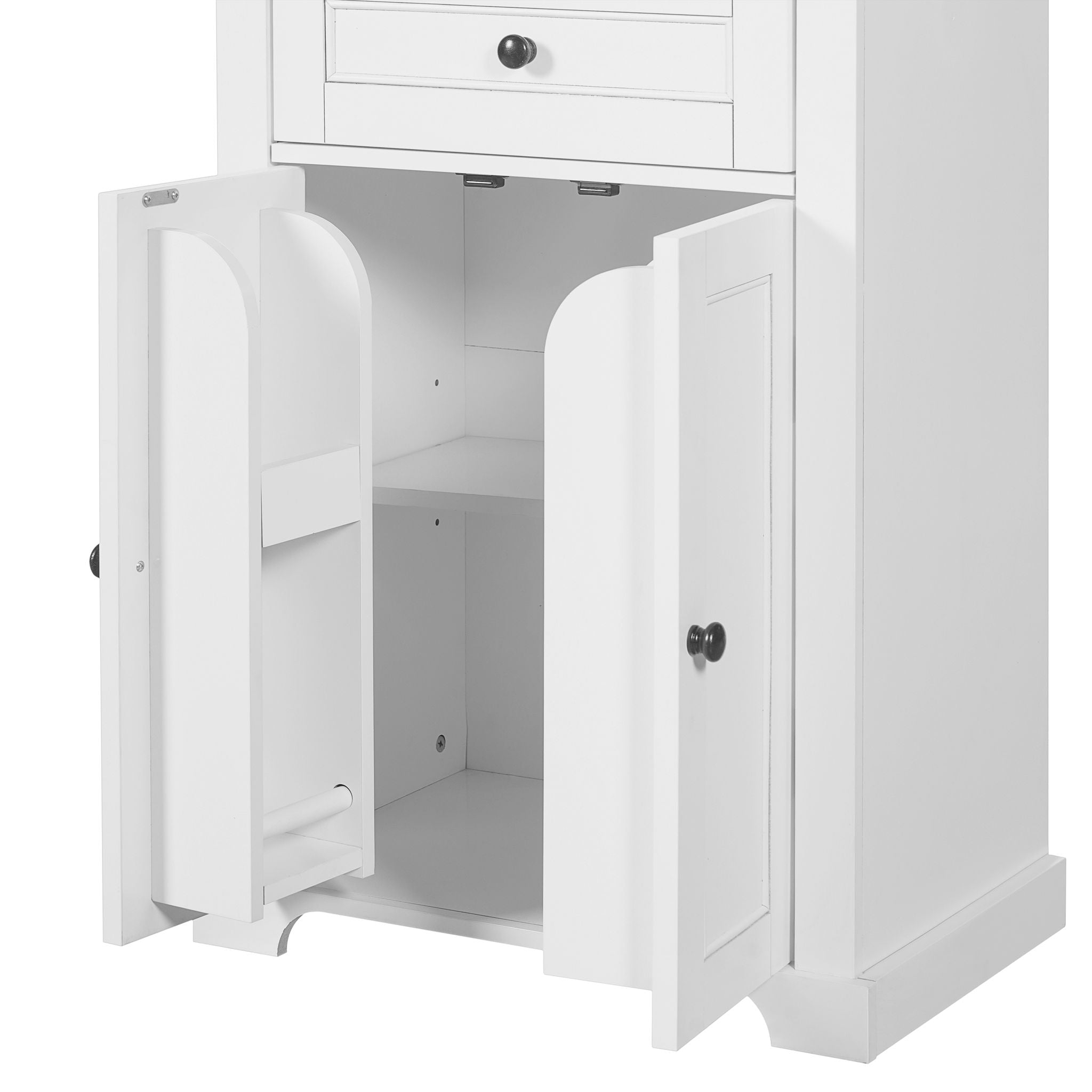 Bathroom Vanity & Tall Storage Cabinet Set With Doors, Adjustable Shelves, Soft Close Hinges, Sink