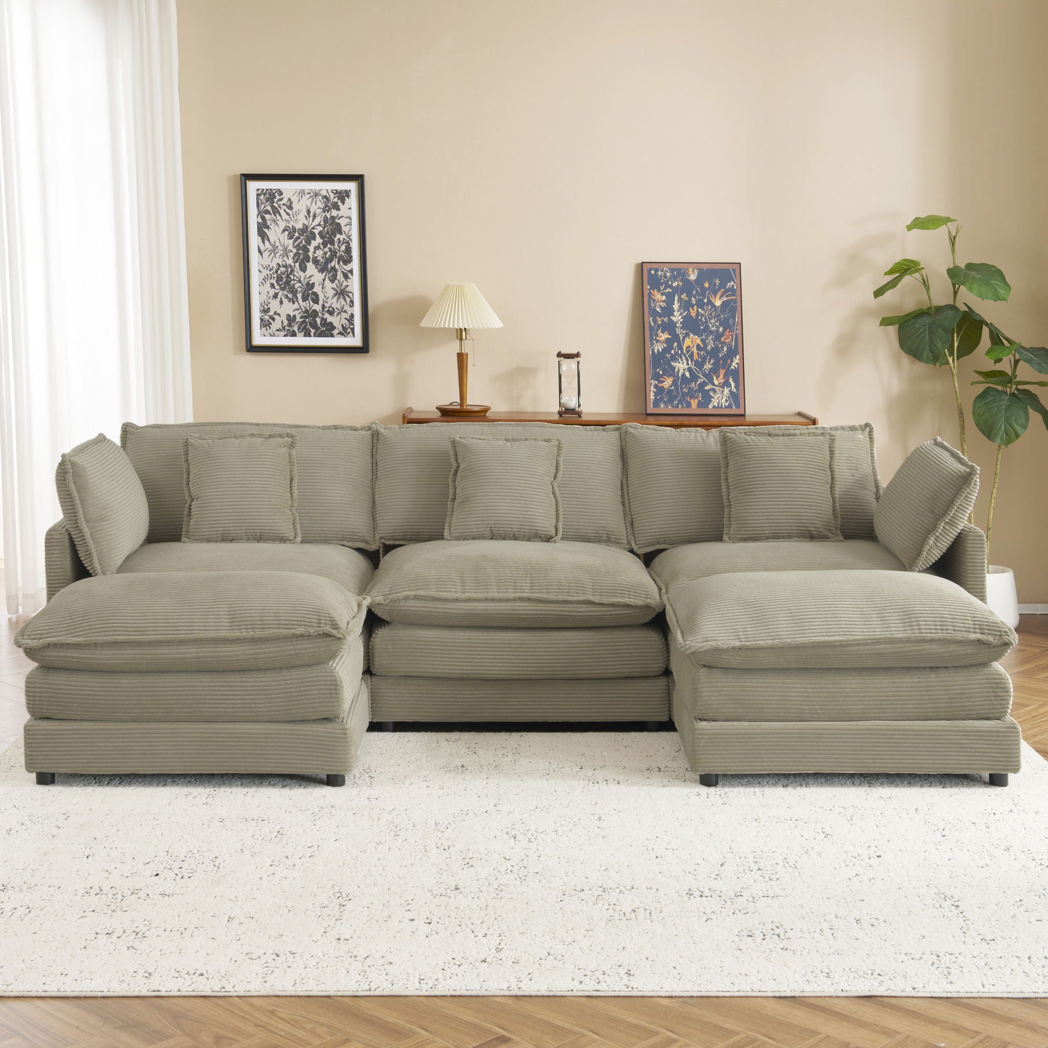 Modern Modular Sectional Sofa With Side Storage Pockets For Living Room