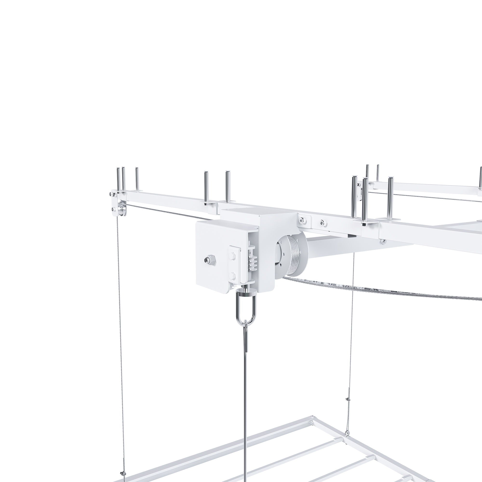 Overhead Garage Storage Rack 3 X 6 Ft For High Ceilings, With Safety Lock - White