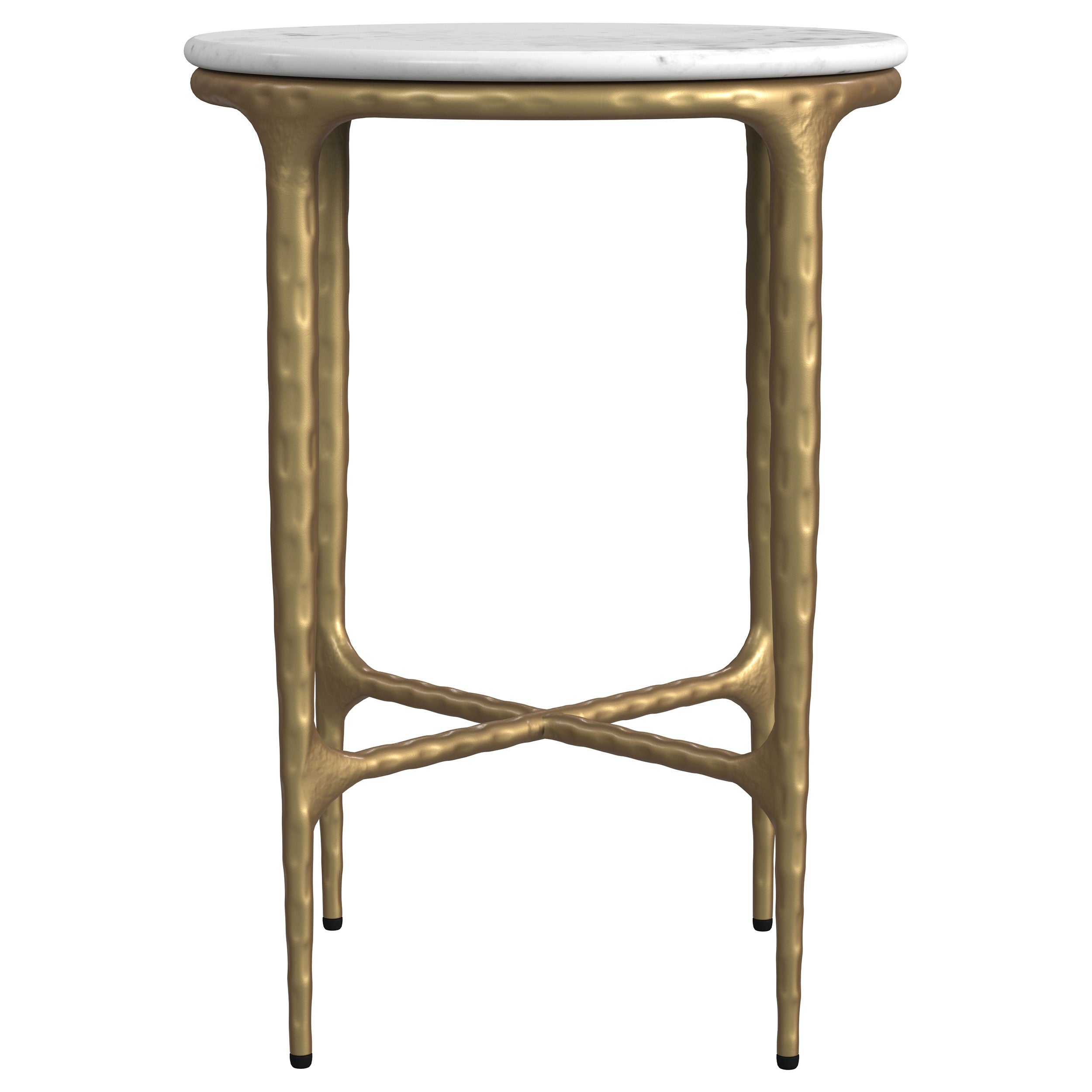 Baldwin Round Marble Top Side Table White and Gold-