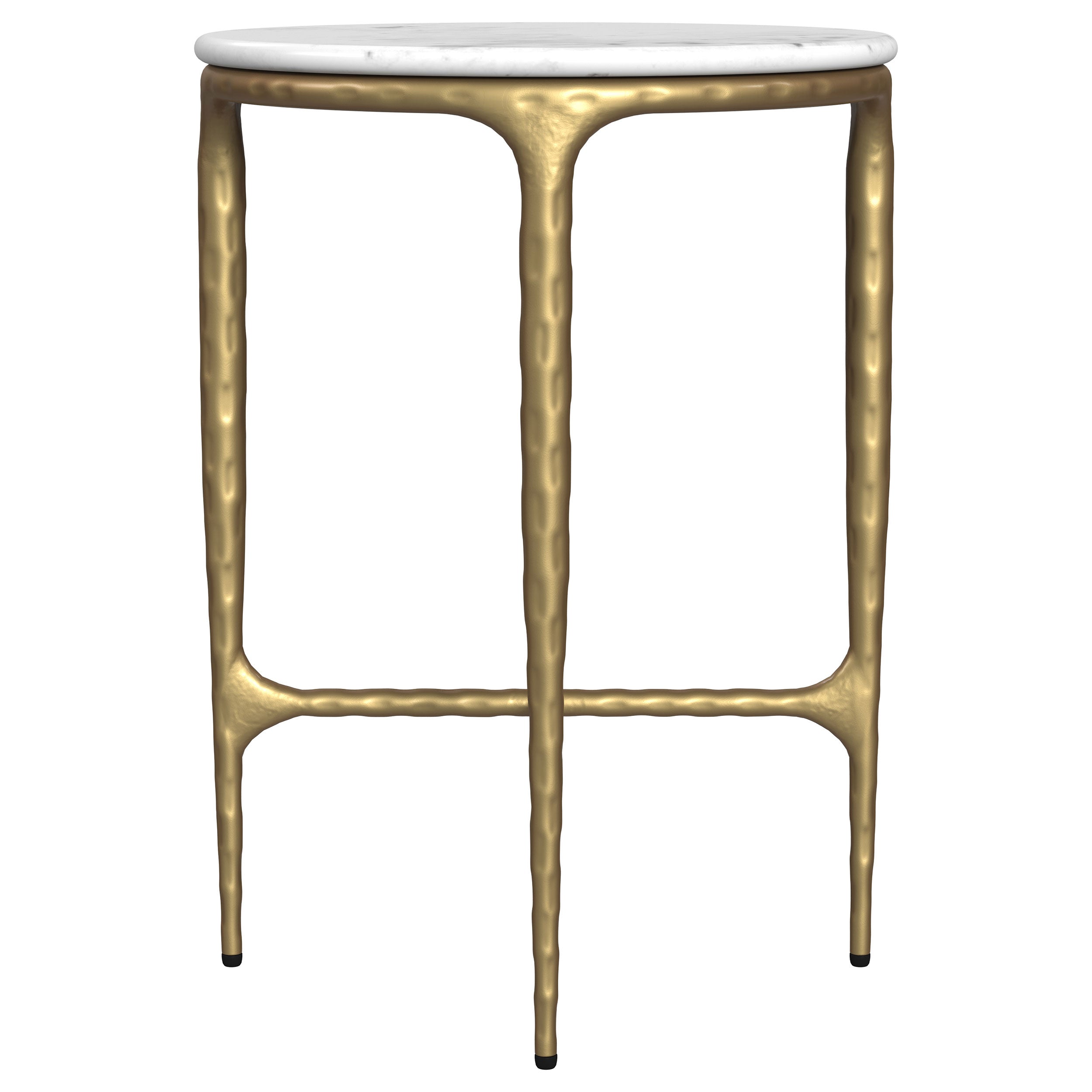 Baldwin Round Marble Top Side Table White and Gold-