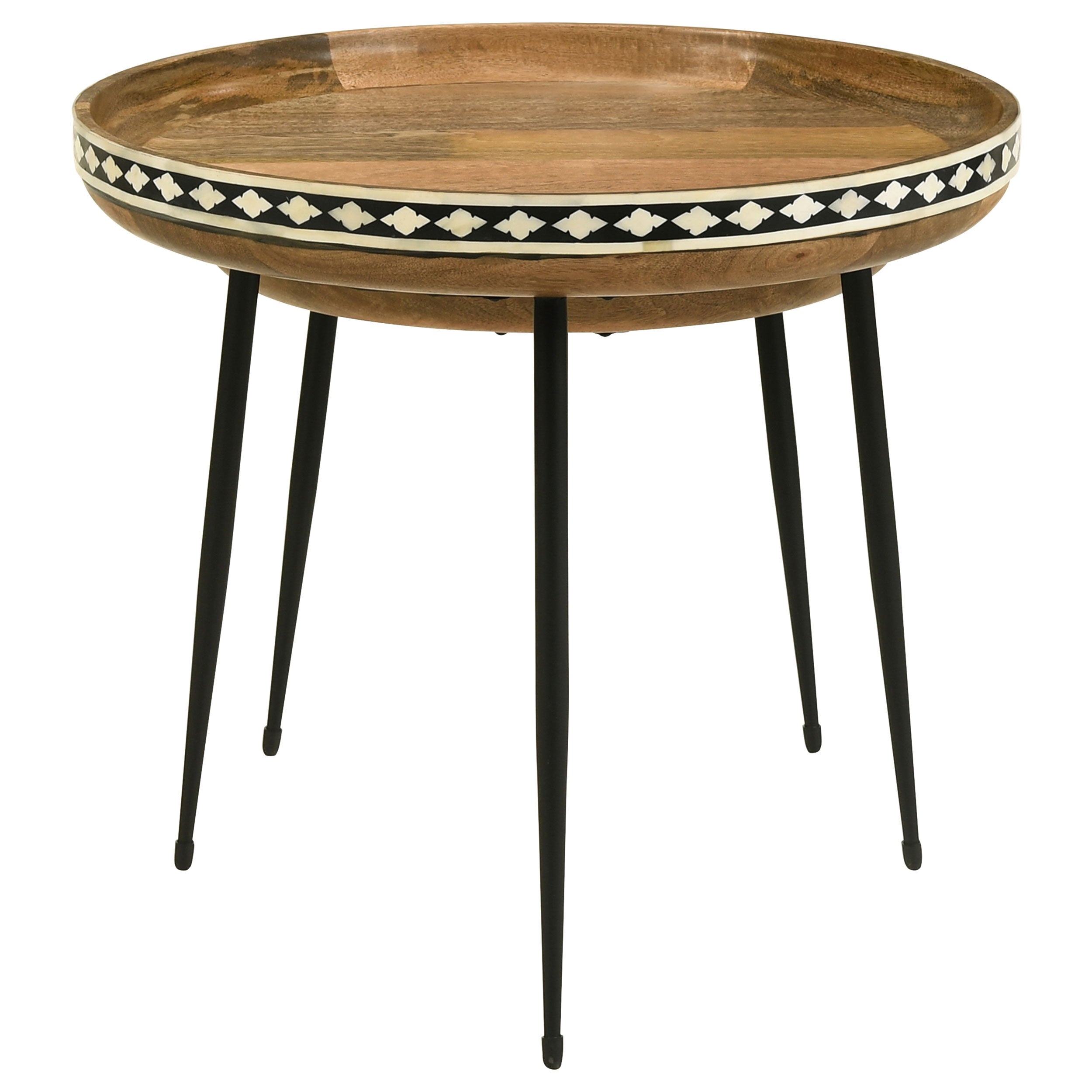 Ollie 2-piece Solid Wood Bone Inlay Nesting Table Natural-