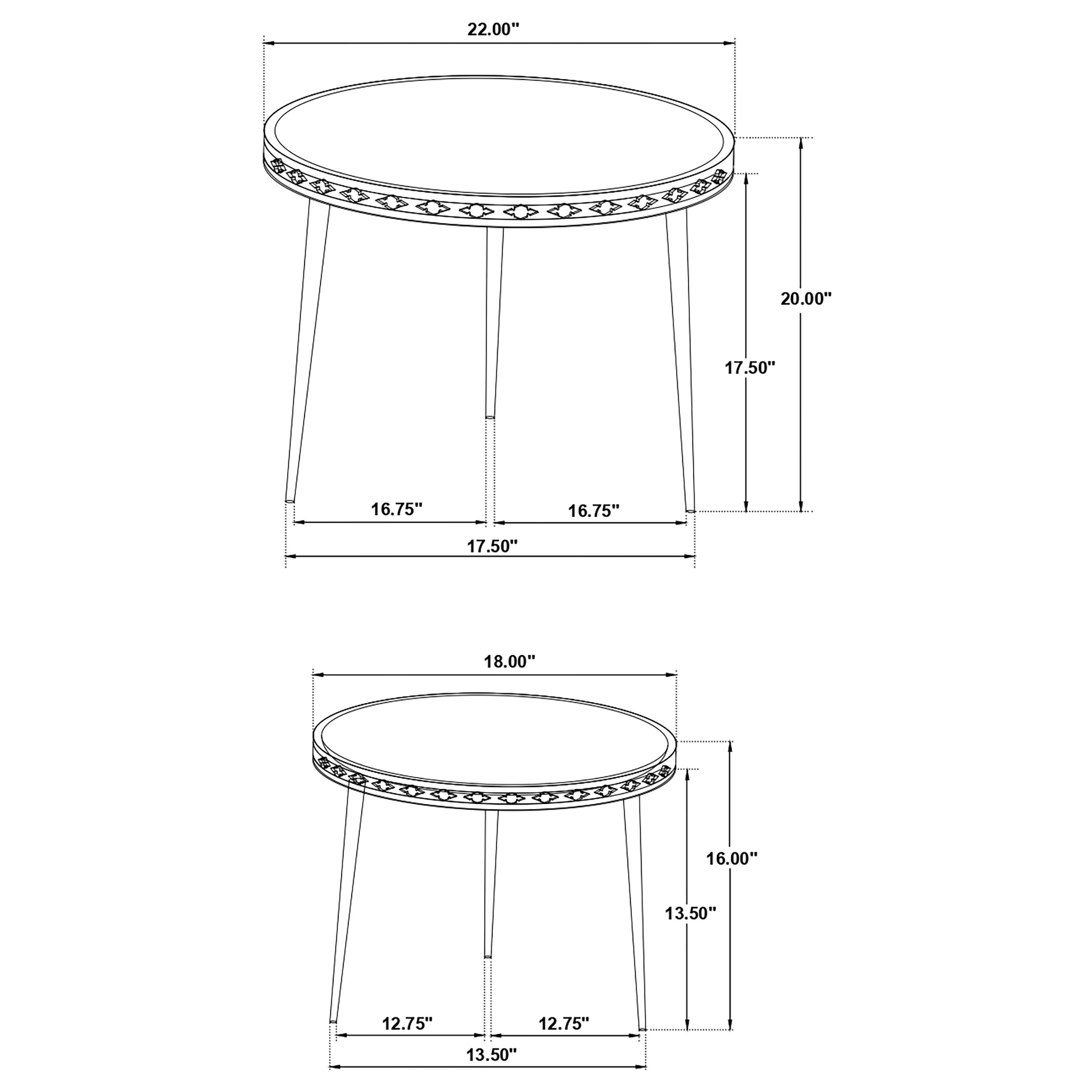 Ollie 2-piece Solid Wood Bone Inlay Nesting Table Natural-