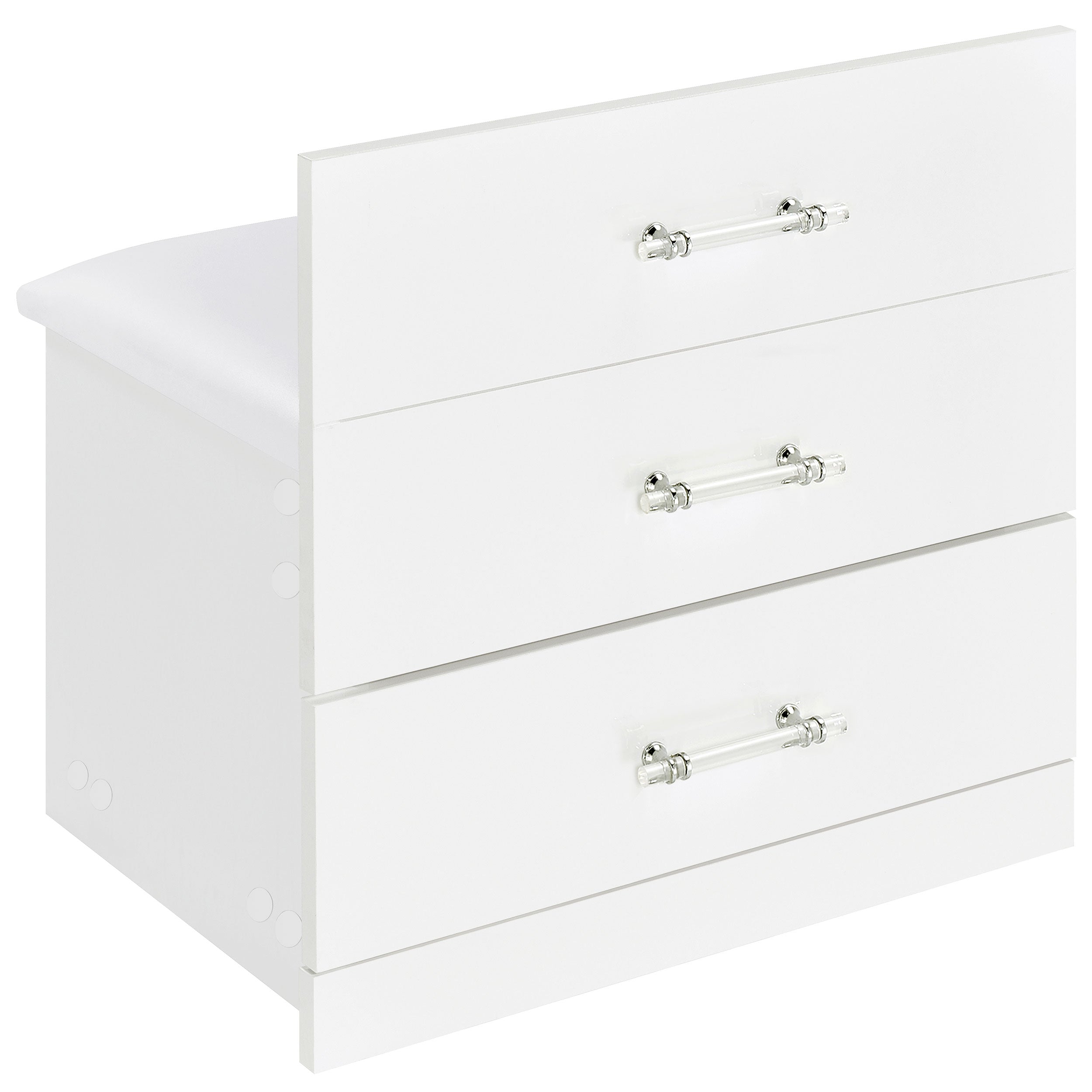 Danbury 3-drawer Makeup Vanity & Stool Set White High Gloss-