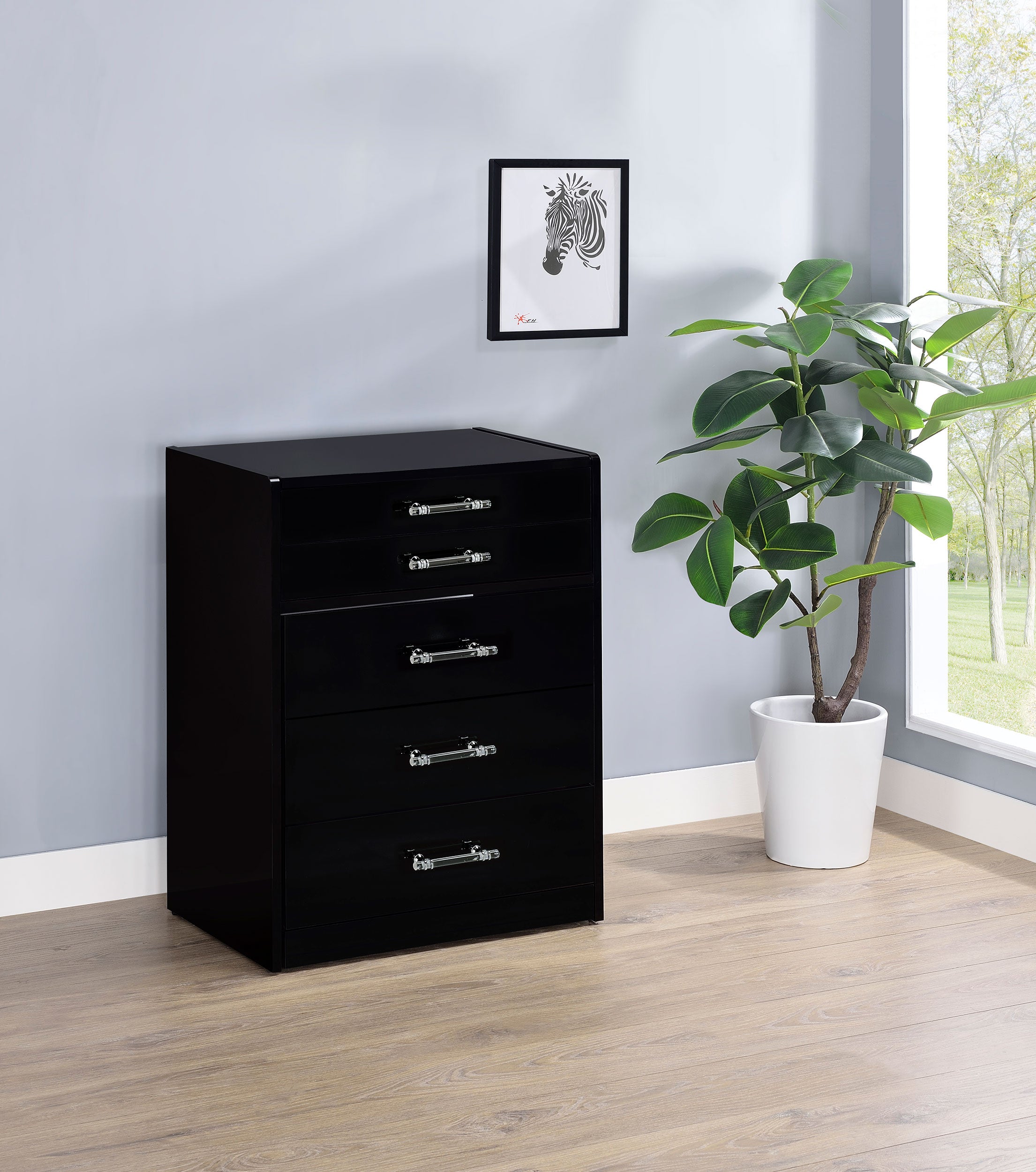 Danbury 3-drawer Makeup Vanity & Stool Set Black High Gloss-