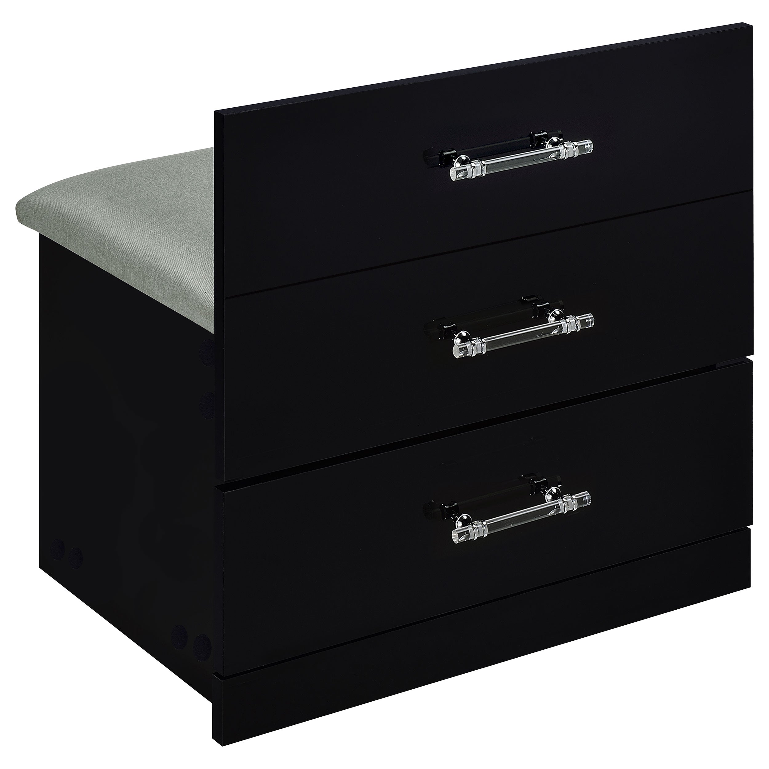 Danbury 3-drawer Makeup Vanity & Stool Set Black High Gloss-