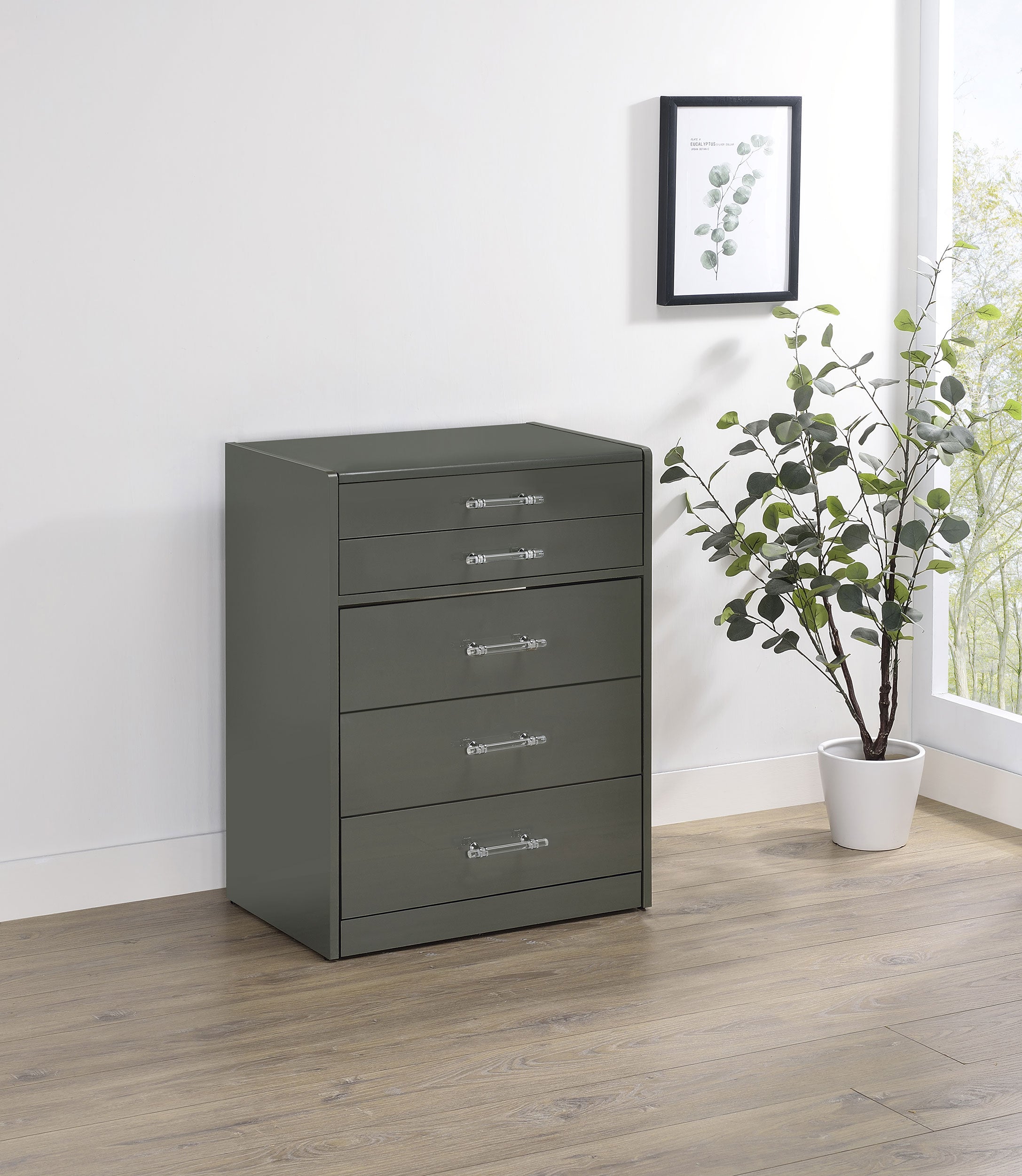 Danbury 3-drawer Makeup Vanity & Stool Set Grey High Gloss-