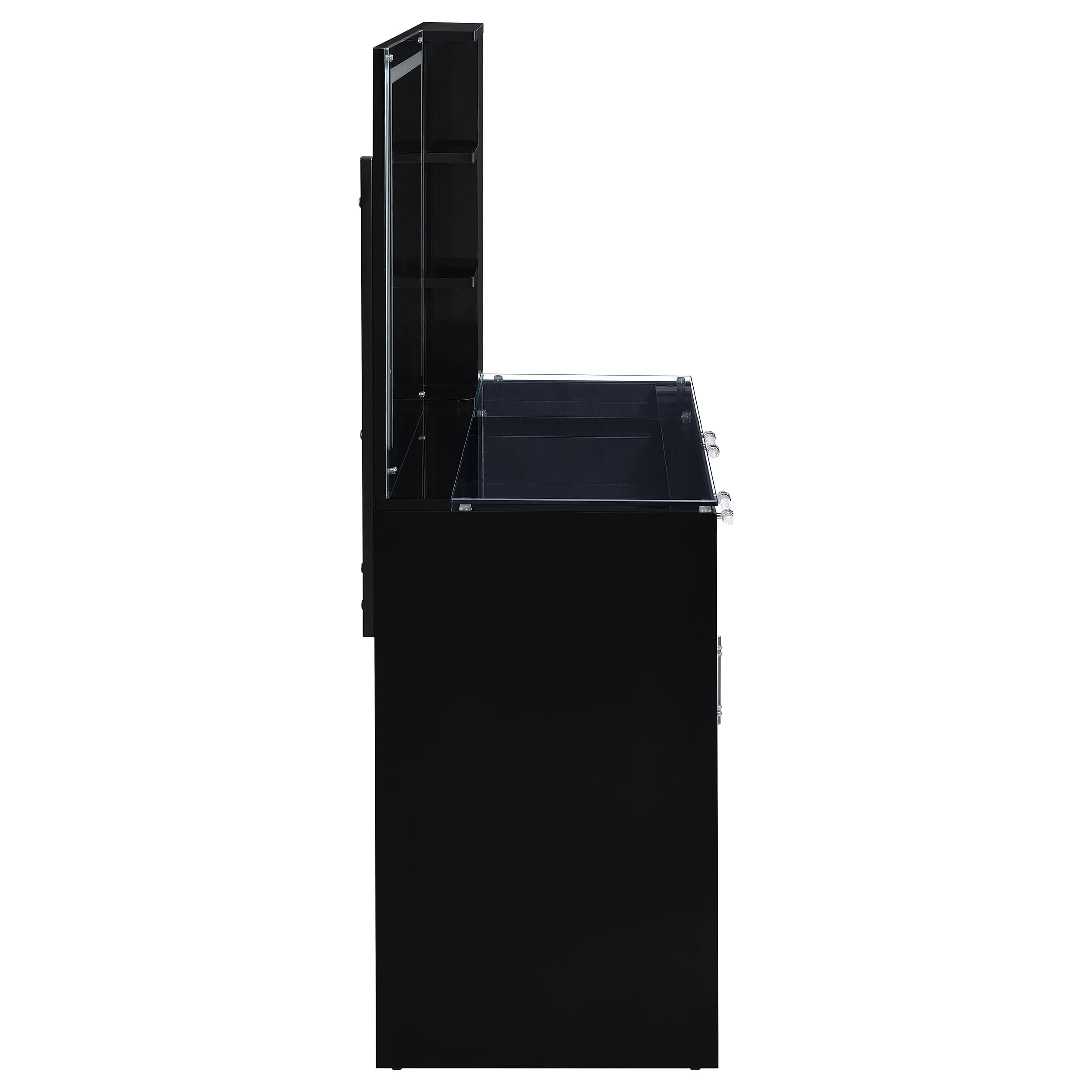 Flora 2-drawer Vanity Set with LED Mirror Black High Gloss-
